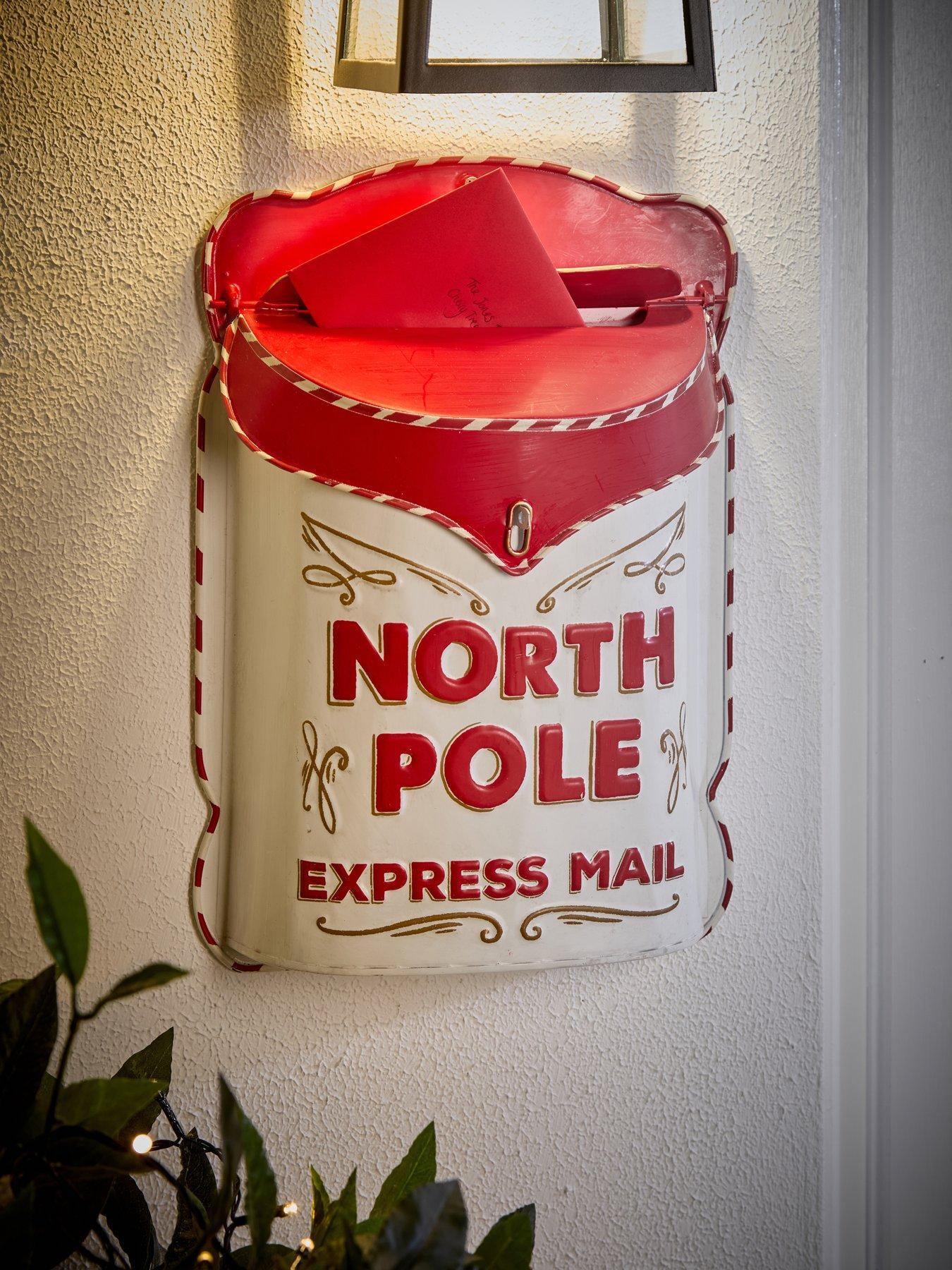 Festive 39 cm Metal North Pole Post Box Christmas Decoration