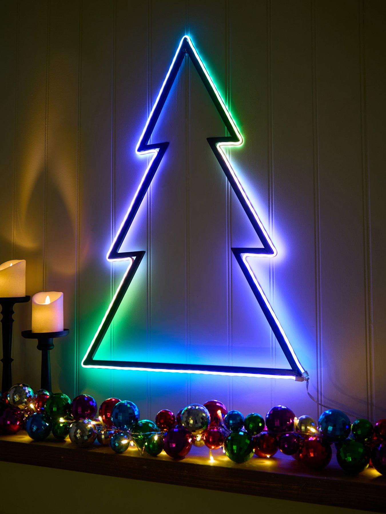 Festive Neon Tree With Colour Change Remote 78Cm