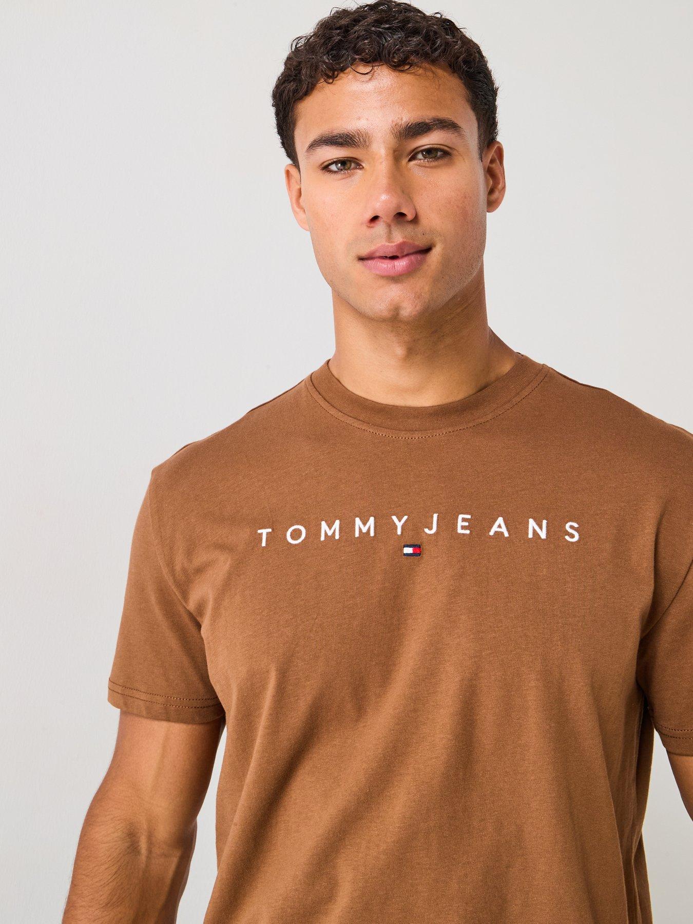 Image 4 of 5 of Tommy Jeans Linear Logo T-Shirt - Brown