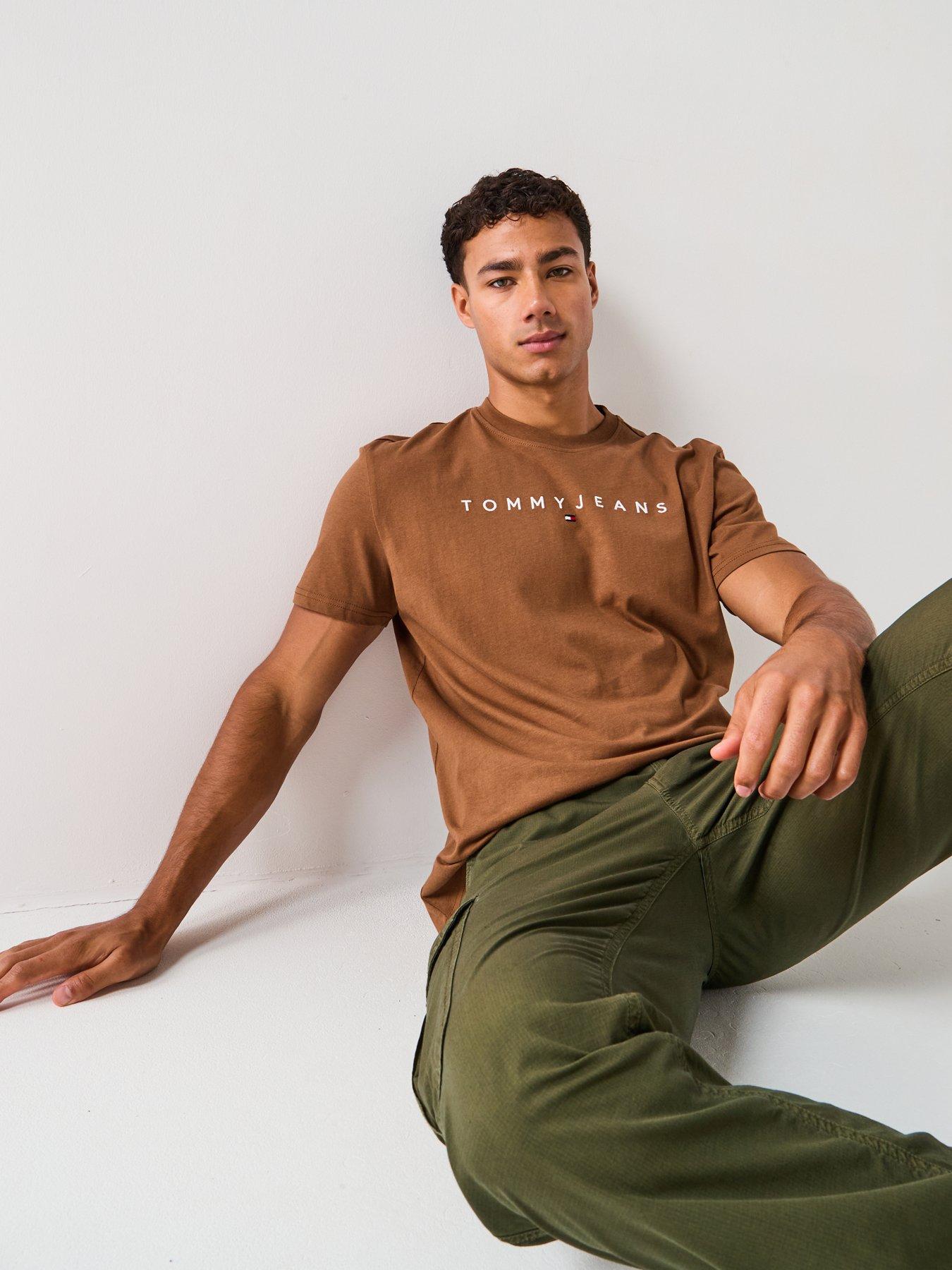 Image 5 of 5 of Tommy Jeans Linear Logo T-Shirt - Brown