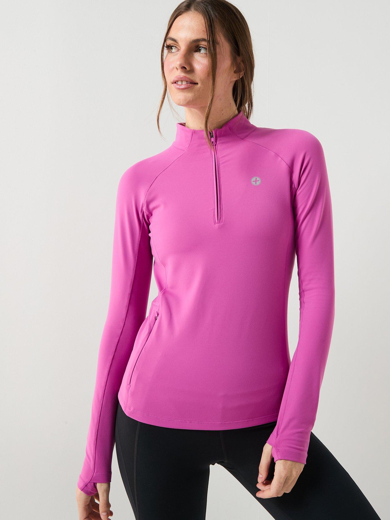 Gym + Coffee Womens Training Relentless 1/4 Zip - Pink