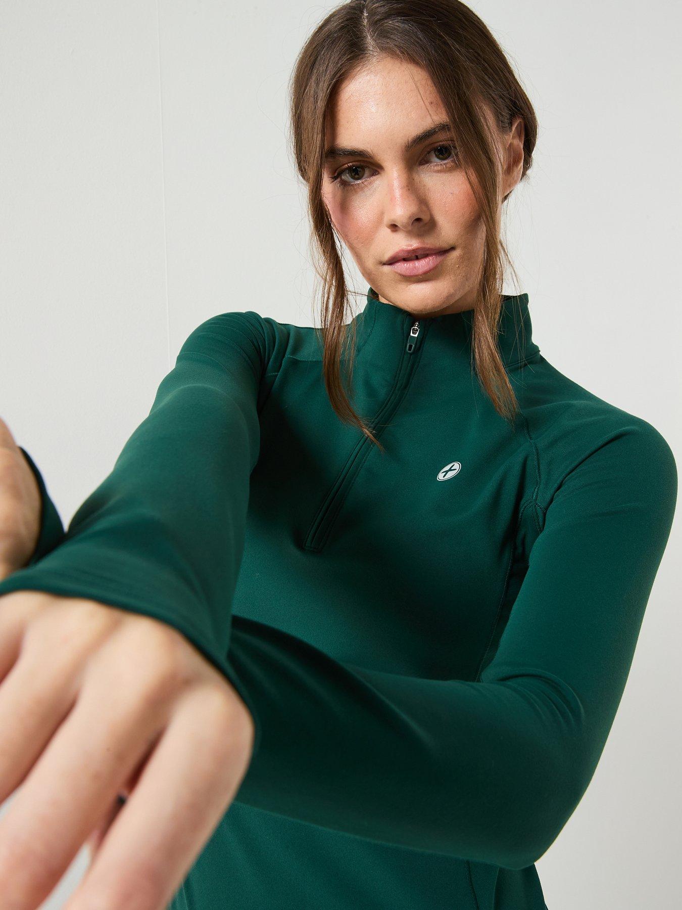 Image 5 of 6 of Gym + Coffee Womens Training Relentless 1/4 Zip - Green
