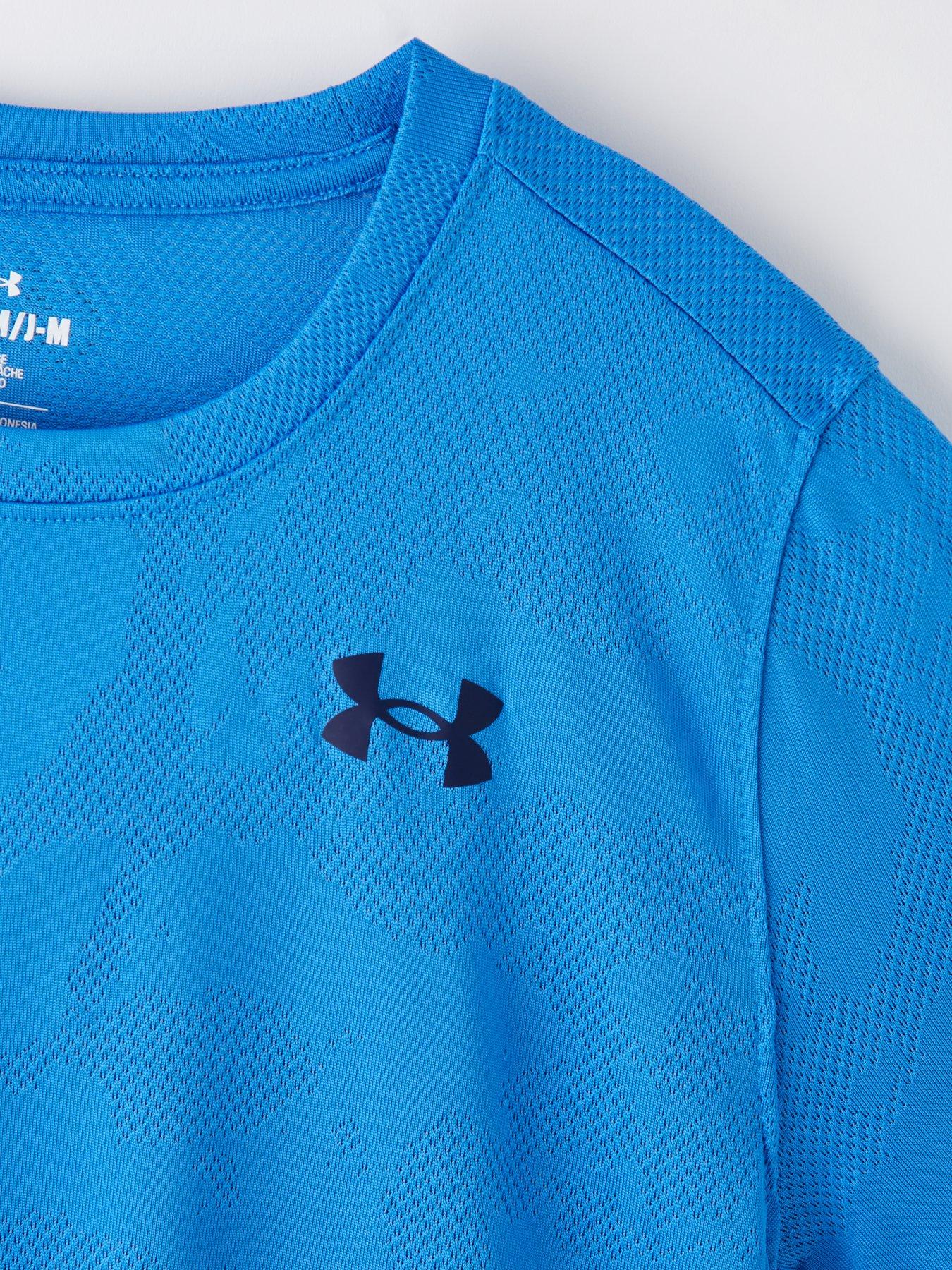 Image 3 of 4 of UNDER ARMOUR Junior Boys Training Tech Vent Jacquard T-Shirt - Blue