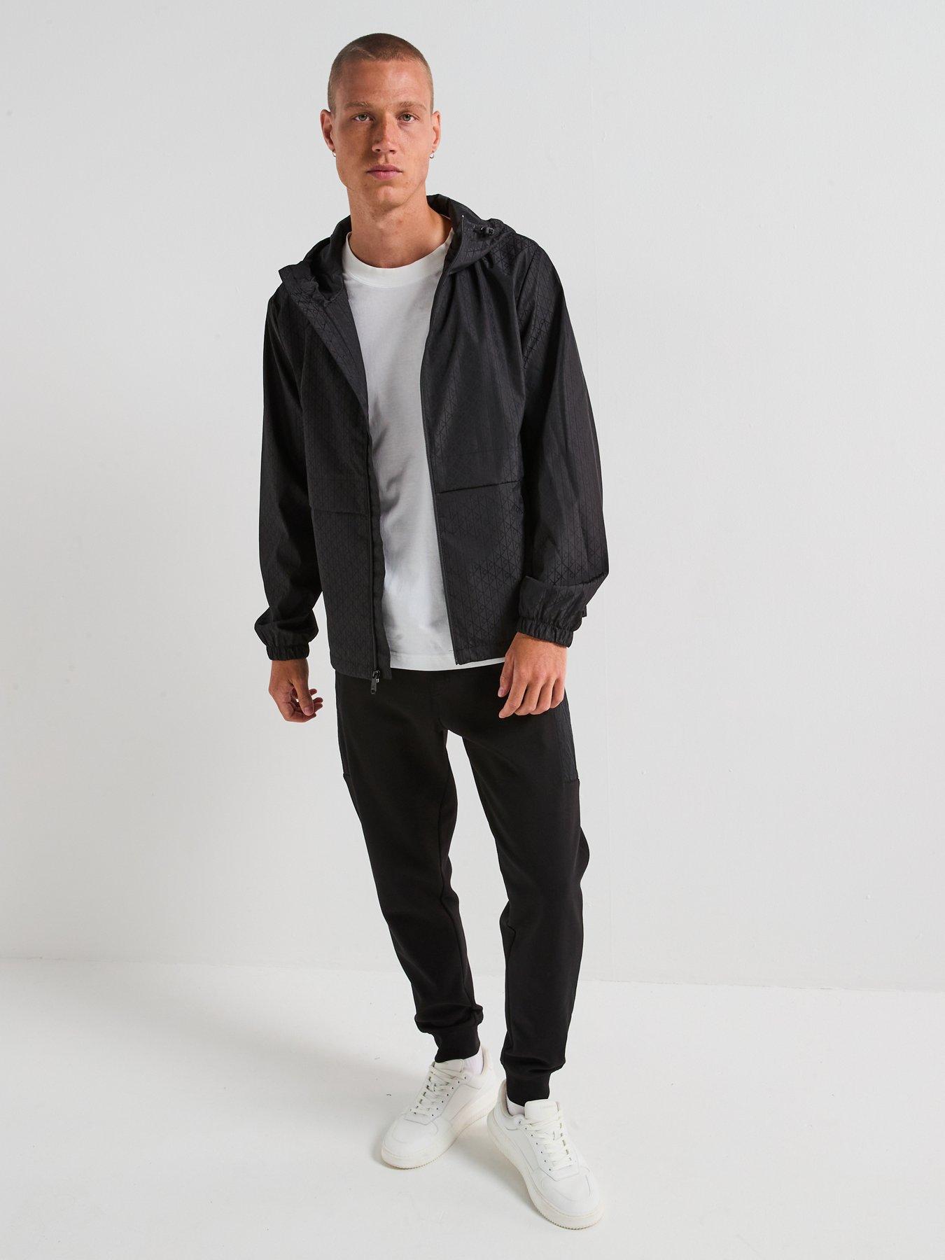 Image 3 of 6 of Calvin Klein Jeans All Over Print Monochrome Windbreaker Jacket - Black