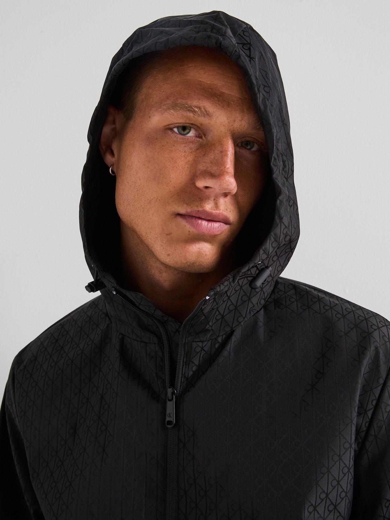 Image 4 of 6 of Calvin Klein Jeans All Over Print Monochrome Windbreaker Jacket - Black