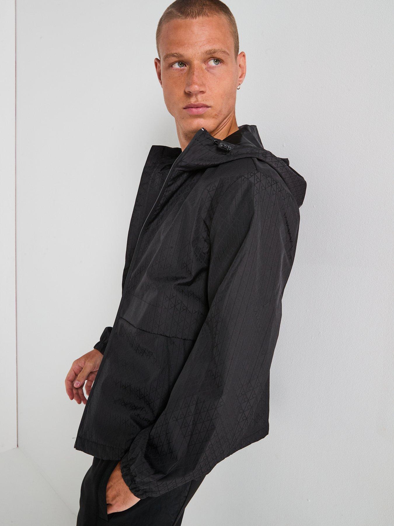 Image 5 of 6 of Calvin Klein Jeans All Over Print Monochrome Windbreaker Jacket - Black