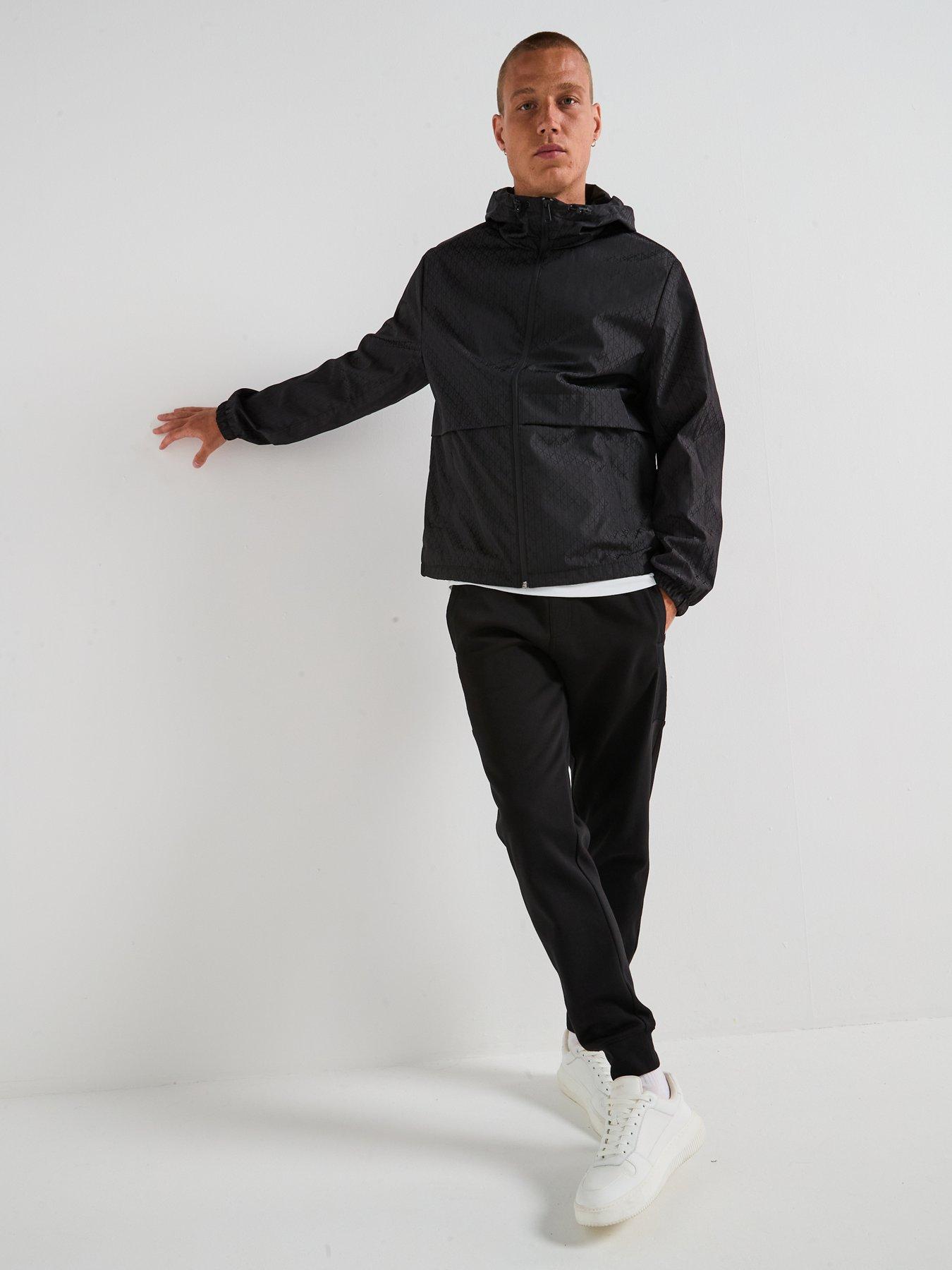 Image 6 of 6 of Calvin Klein Jeans All Over Print Monochrome Windbreaker Jacket - Black