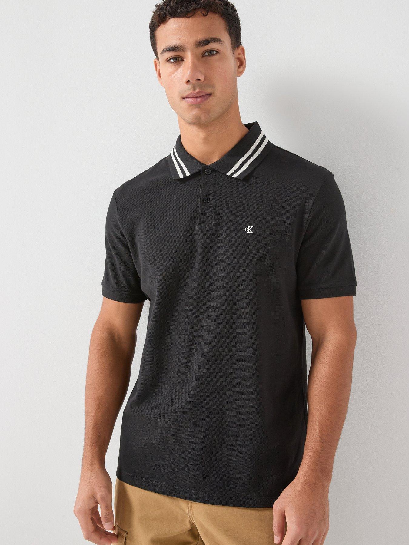 Calvin Klein Jeans Monogram Tipped Slim Fit Polo Shirt - Black