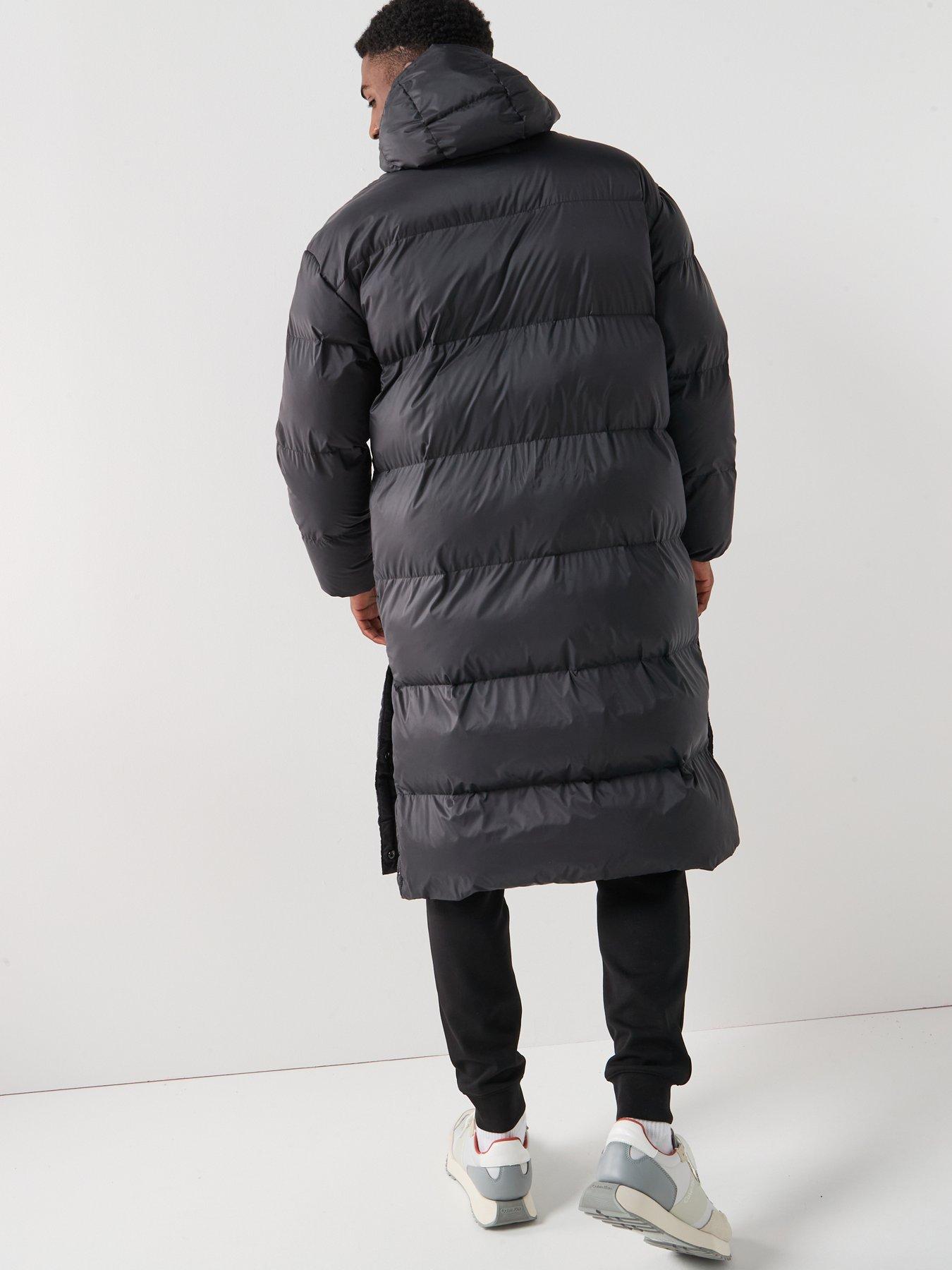 Image 2 of 6 of Calvin Klein Jeans Nylon Zip Off Hood Down Long Quilted Jacket - Black