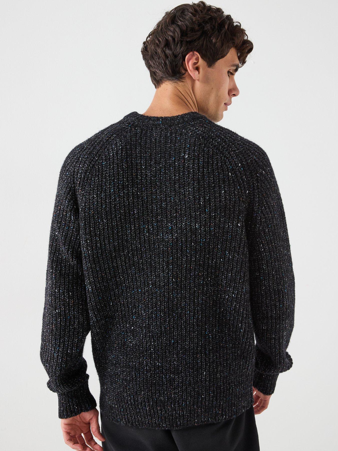 Image 2 of 6 of Calvin Klein Jeans Novelty Yarn Raglan Crew Knitted Jumper - Black