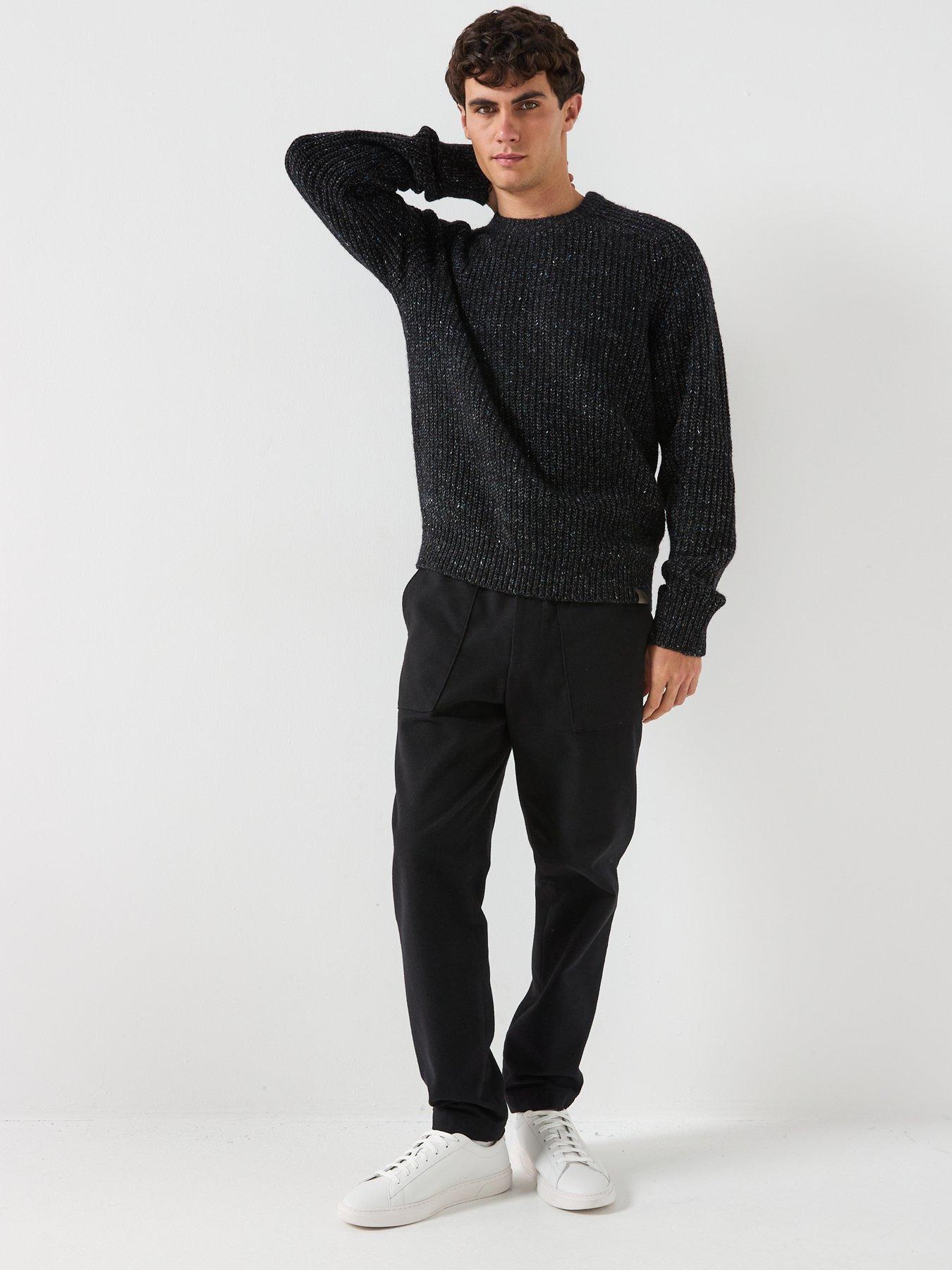 Image 3 of 6 of Calvin Klein Jeans Novelty Yarn Raglan Crew Knitted Jumper - Black