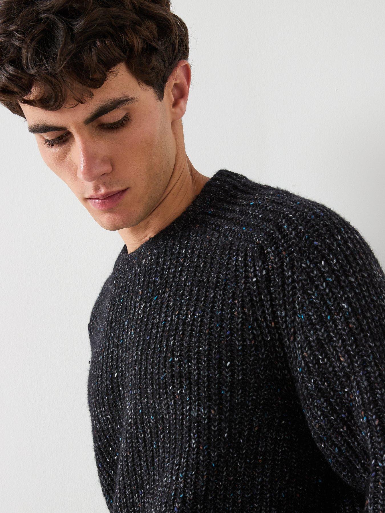 Image 5 of 6 of Calvin Klein Jeans Novelty Yarn Raglan Crew Knitted Jumper - Black