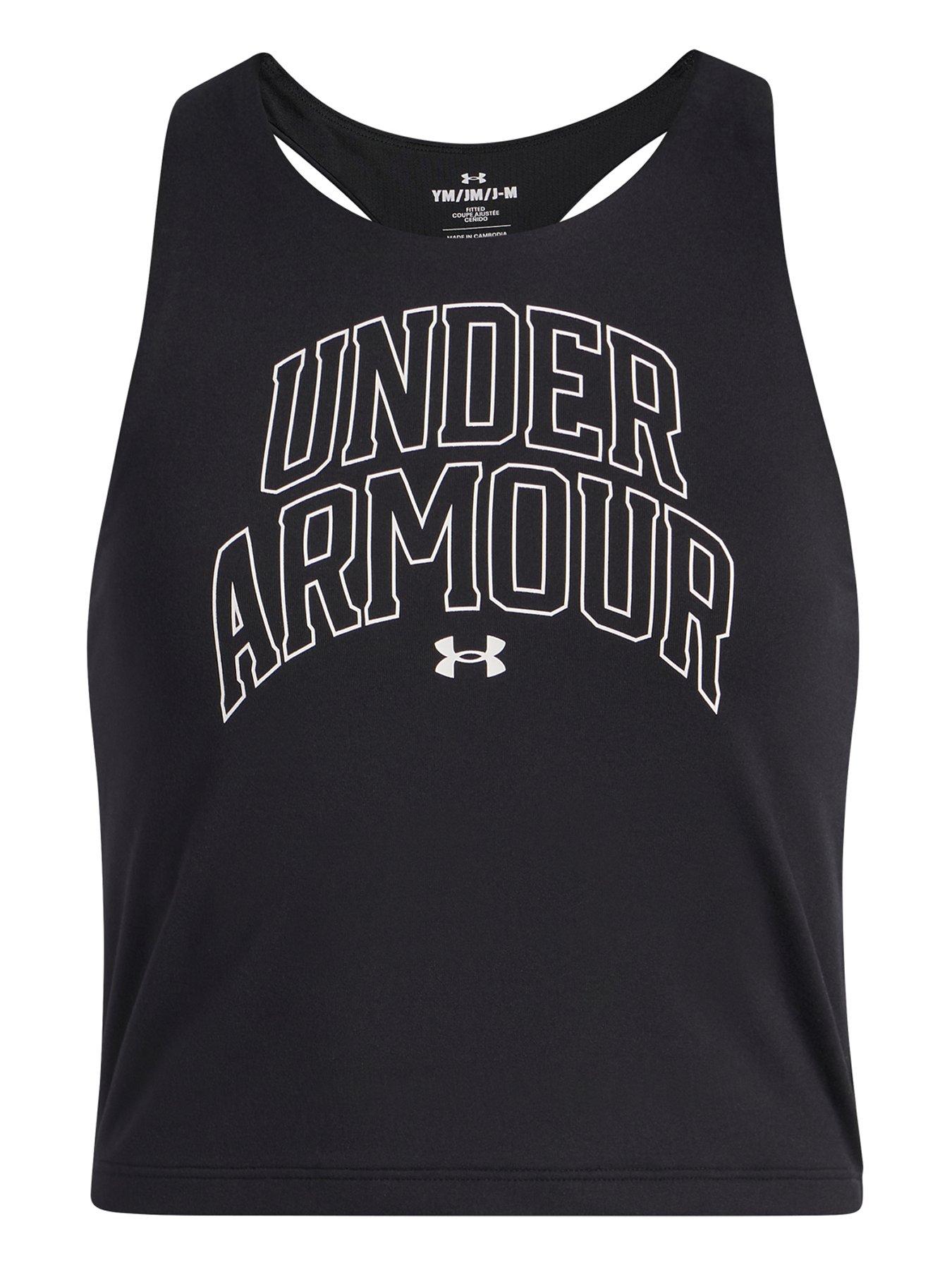 UNDER ARMOUR: Junior Girls Training Motion Branded Tank - Black