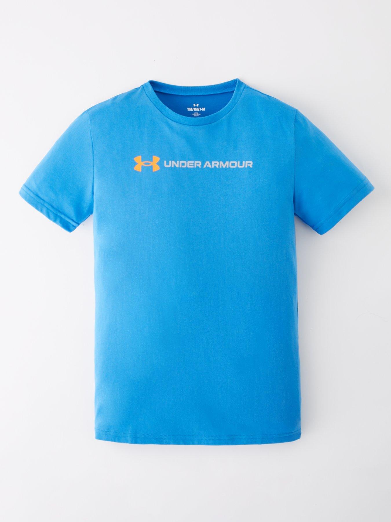 undefined Junior Boys Training Logo Wordmark T-Shirt - Blue