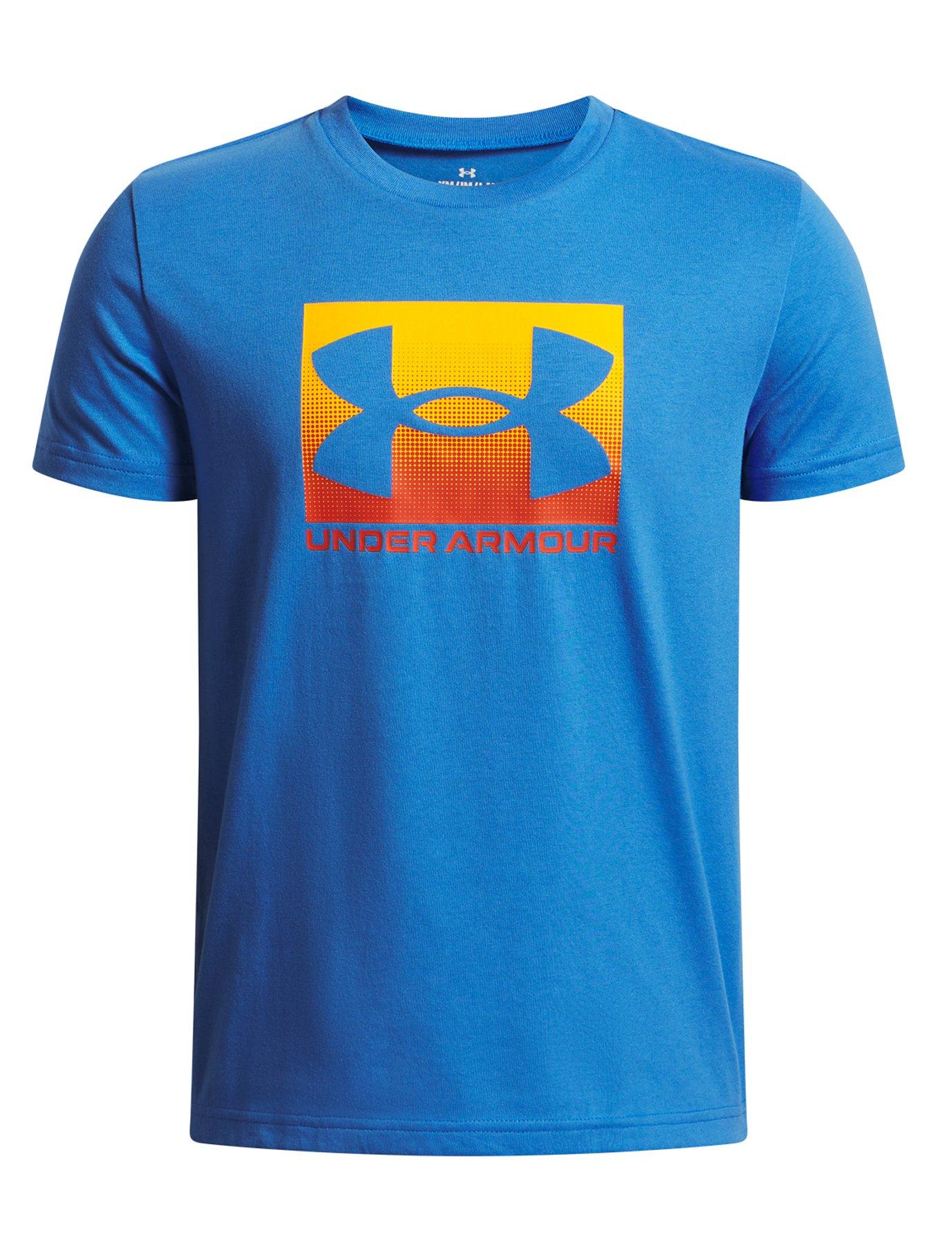 undefined Junior Boys Training Boxed Logo Sports T-Shirt - Blue