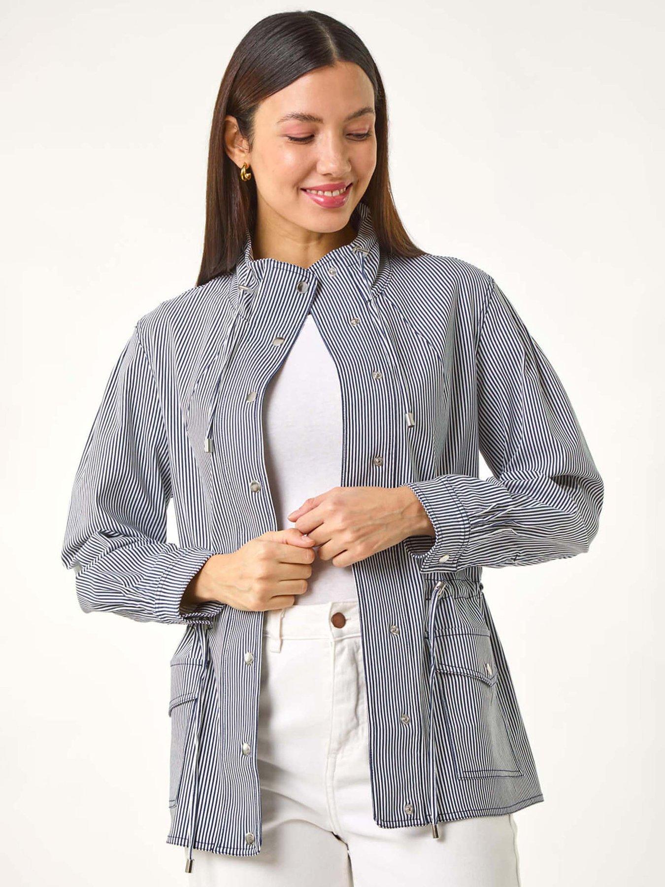 undefined Stripe Safari Jacket - Navy