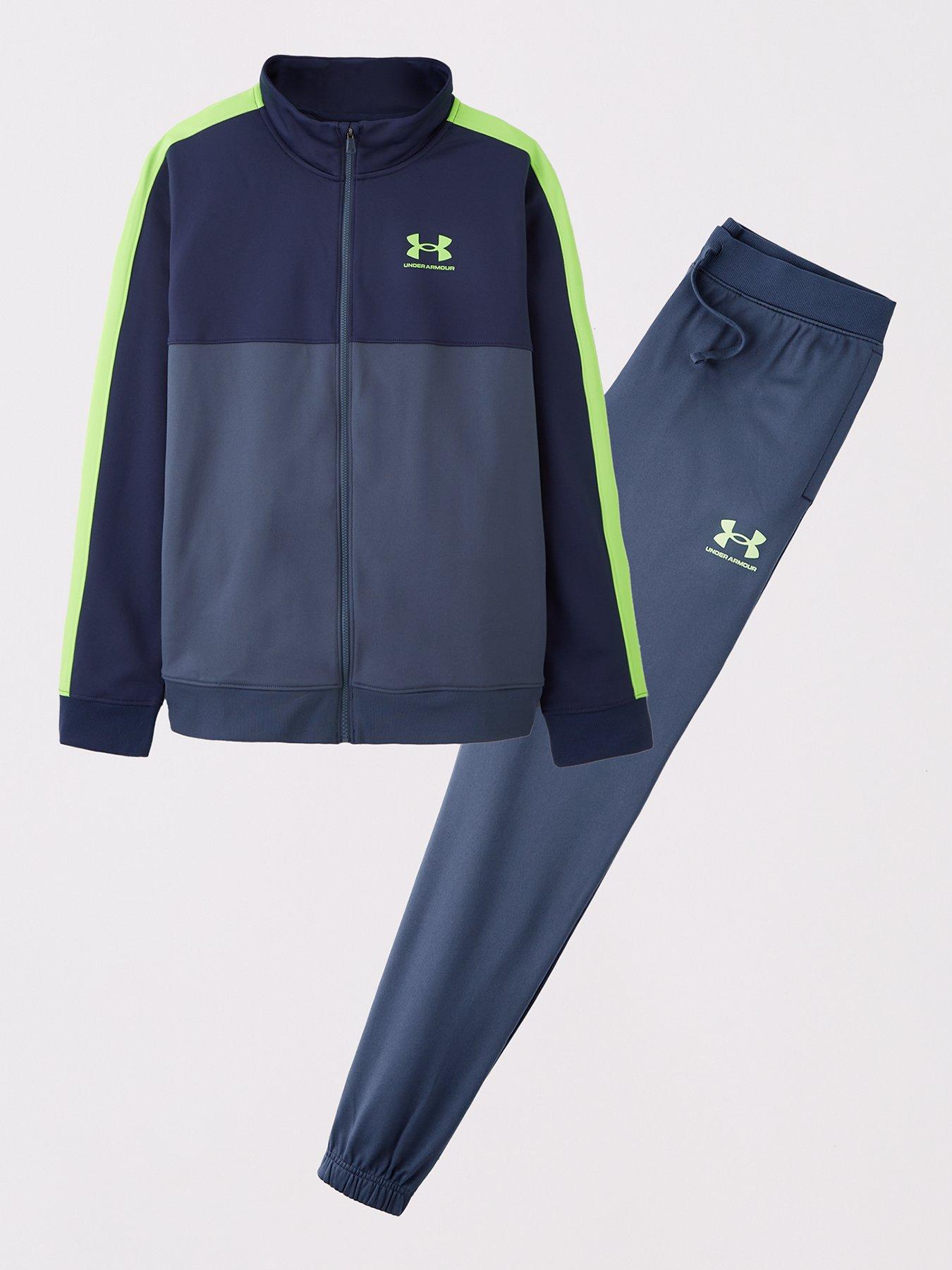 Image 1 of 6 of UNDER ARMOUR Junior Boys Training Rival Colourblock Knit Tracksuit - Grey