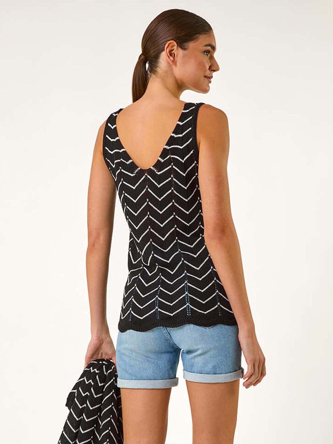 Roman Longline Zig Zag Knit Vest Black Very
