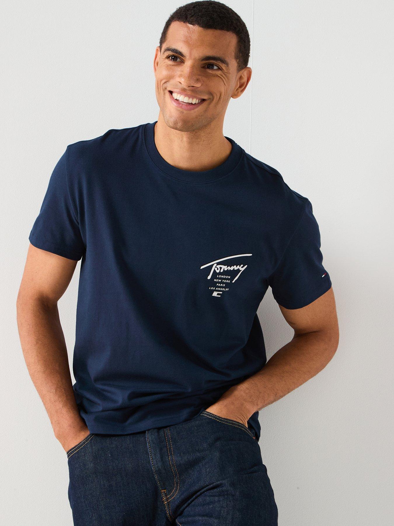 Image 1 of 4 of Tommy Jeans Regular Sign City Back Print T-Shirt - Navy