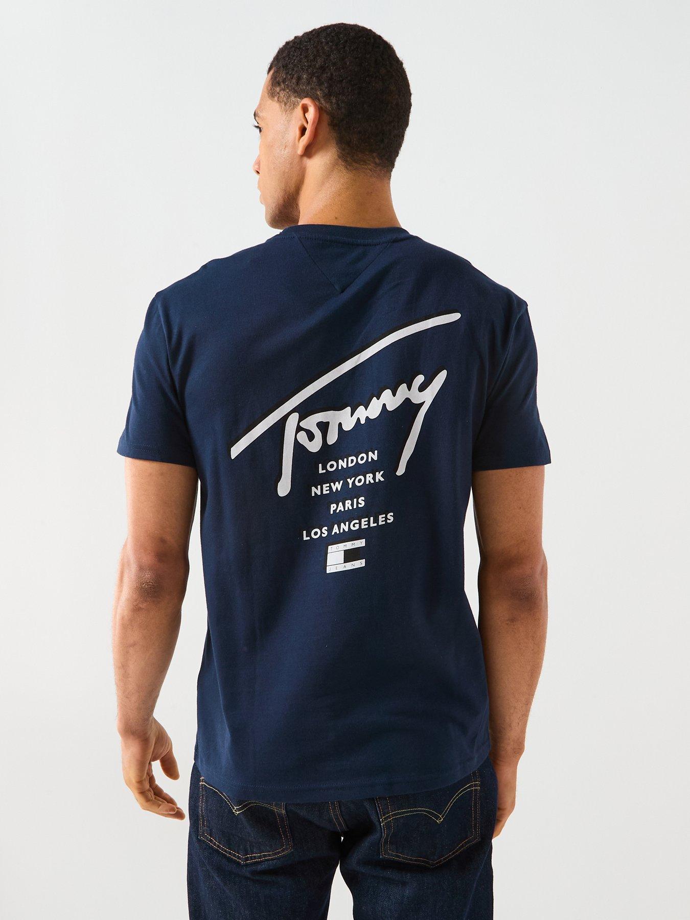 Image 2 of 4 of Tommy Jeans Regular Sign City Back Print T-Shirt - Navy