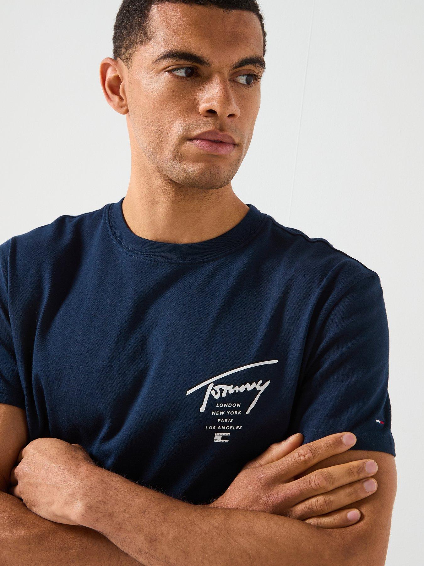 Image 4 of 4 of Tommy Jeans Regular Sign City Back Print T-Shirt - Navy