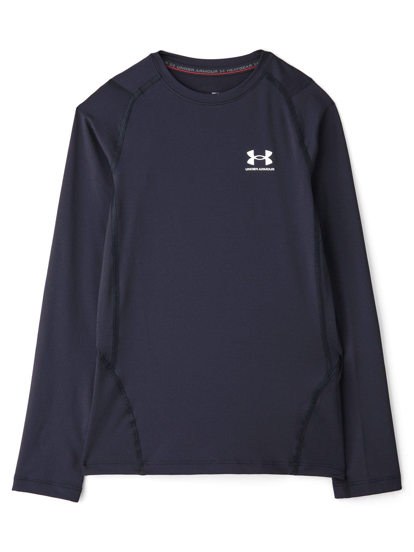 UNDER ARMOUR Junior Boys Training Heatgear Armour Long Sleeve Top - Black/white