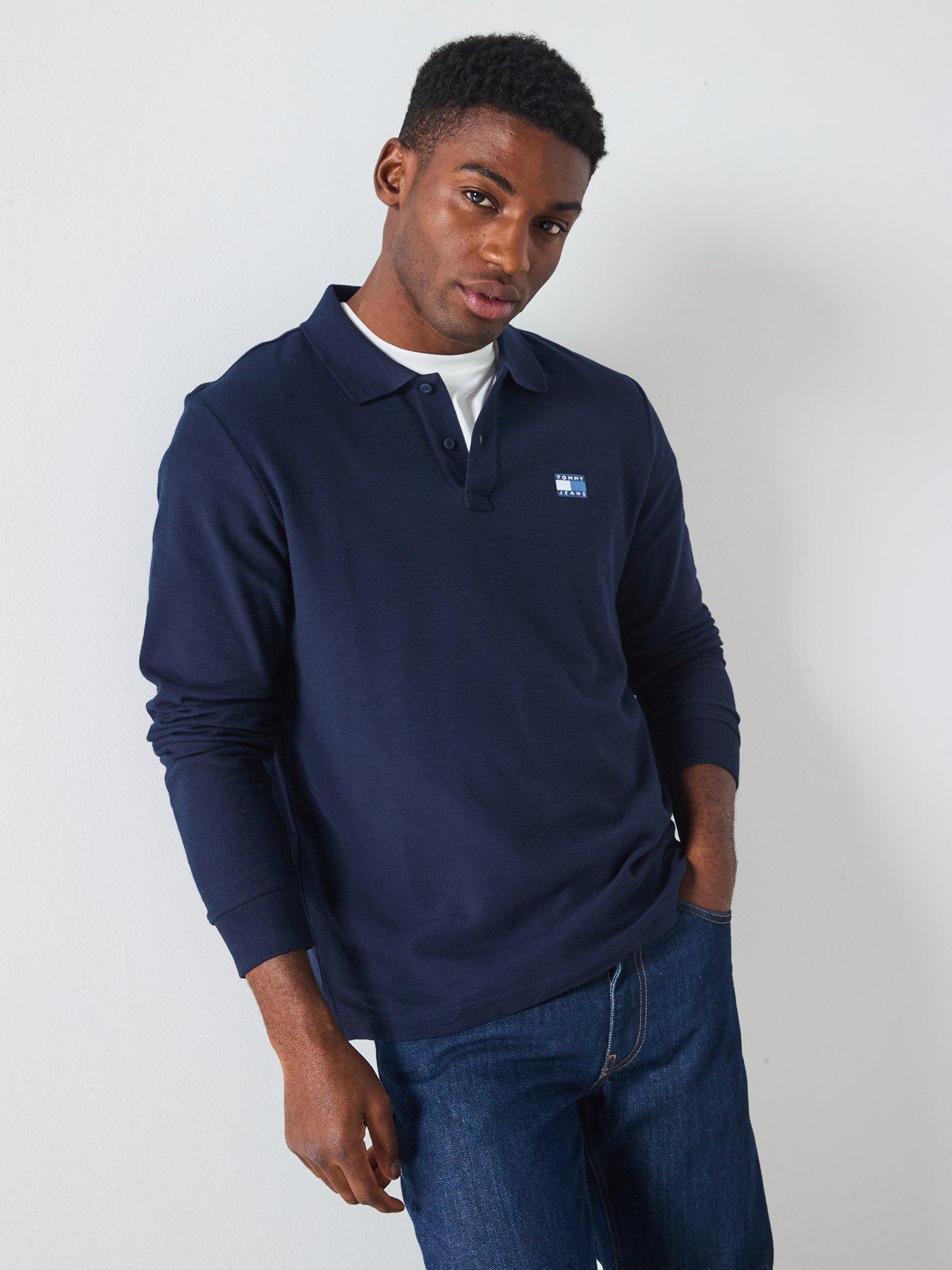 undefined Regular Badge Long Sleeve Polo Shirt - Navy
