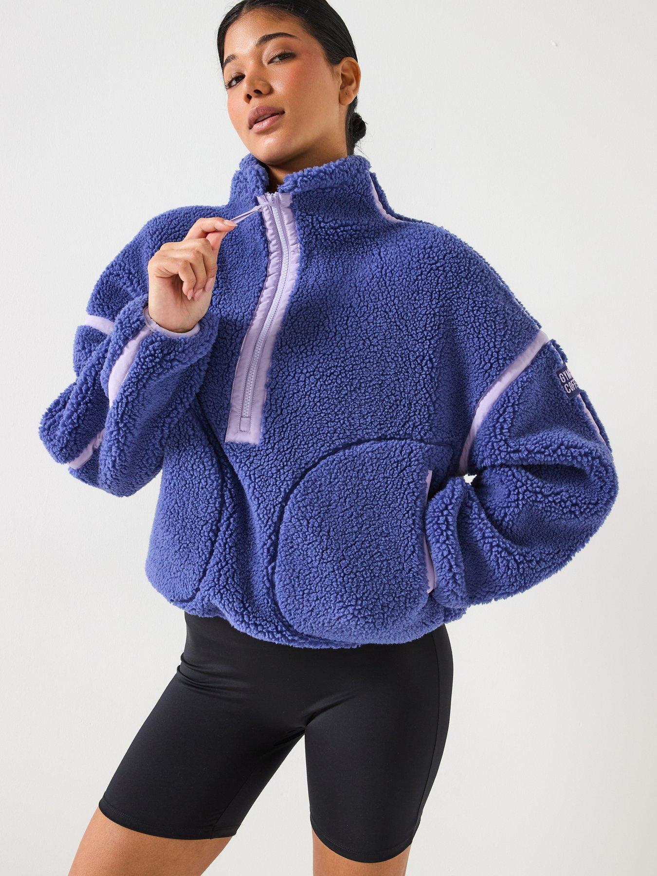 Gym + Coffee Womens Training Industry Half Zip Fleece Top - Purple