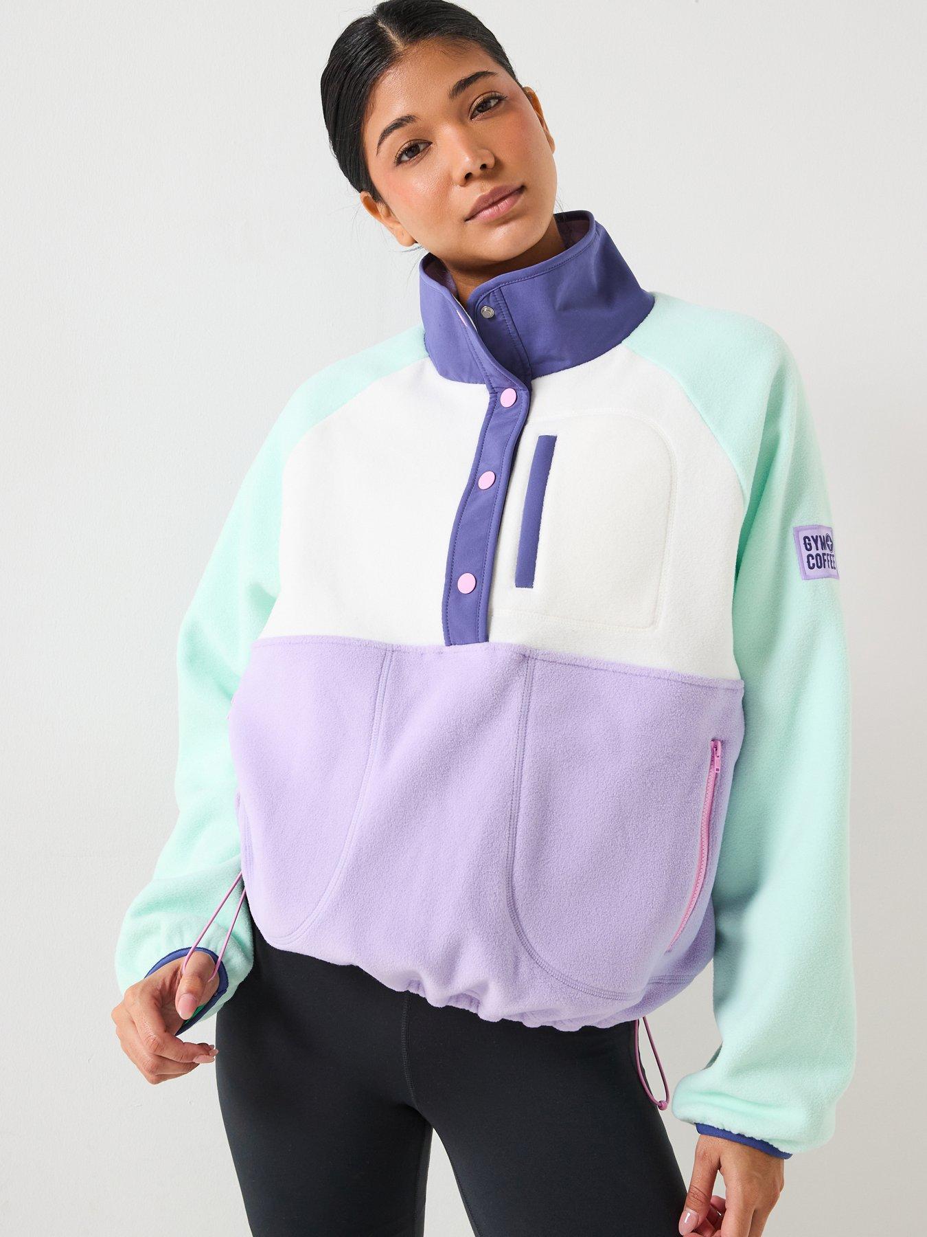 Gym + Coffee Womens Training Snap Polar Fleece - Purple