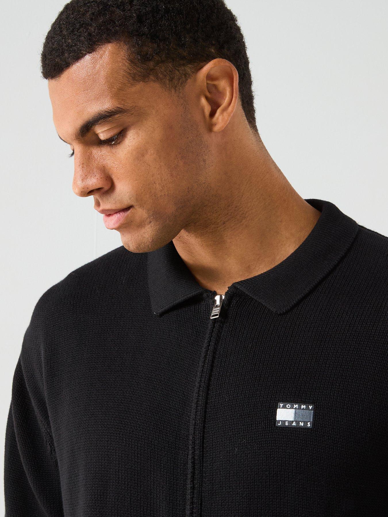 Image 4 of 6 of Tommy Jeans Relaxed Zip Through Knitted Sweatshirt - Black