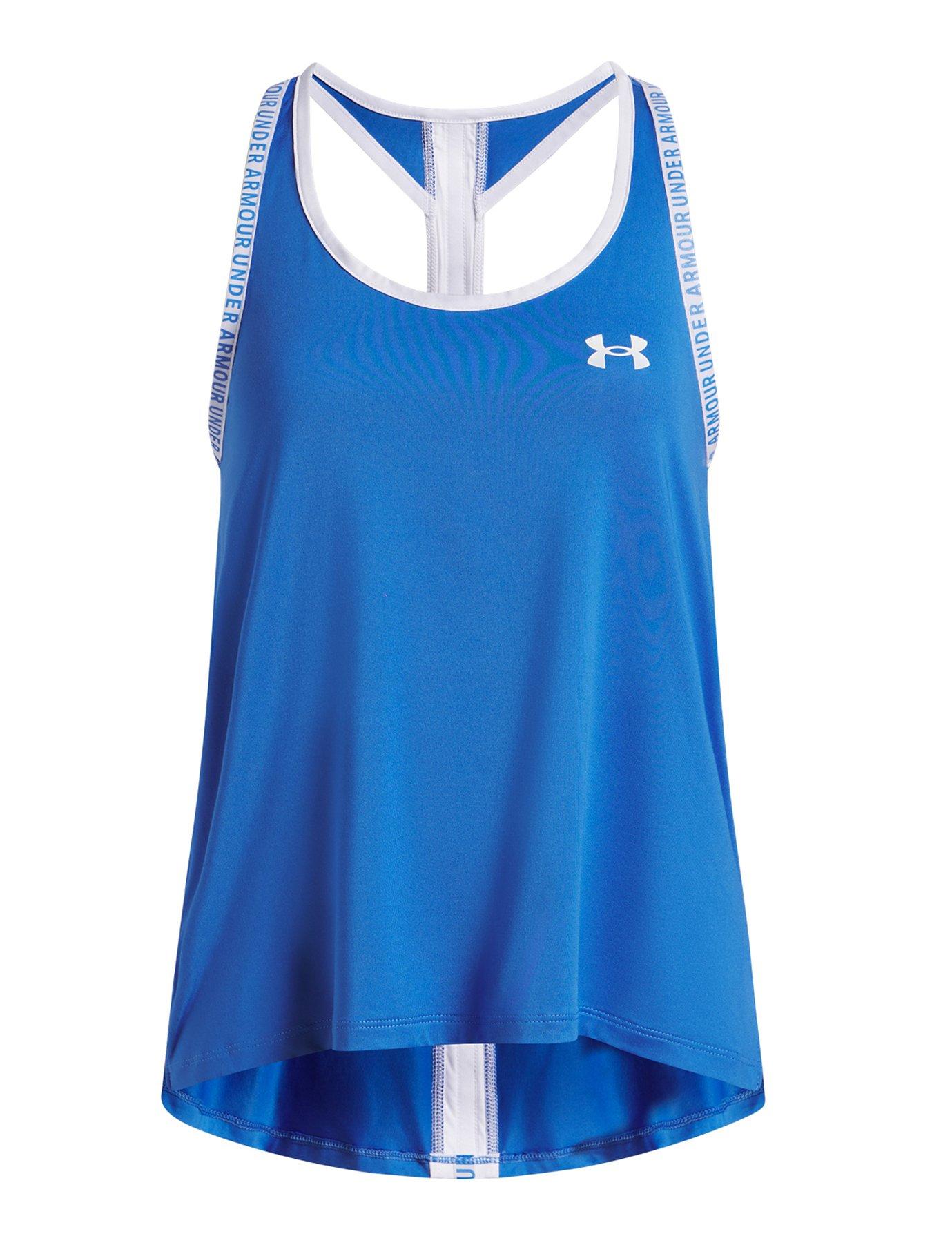 Under Armour Junior Girls Training Tech Knockout Tank - Blue /White