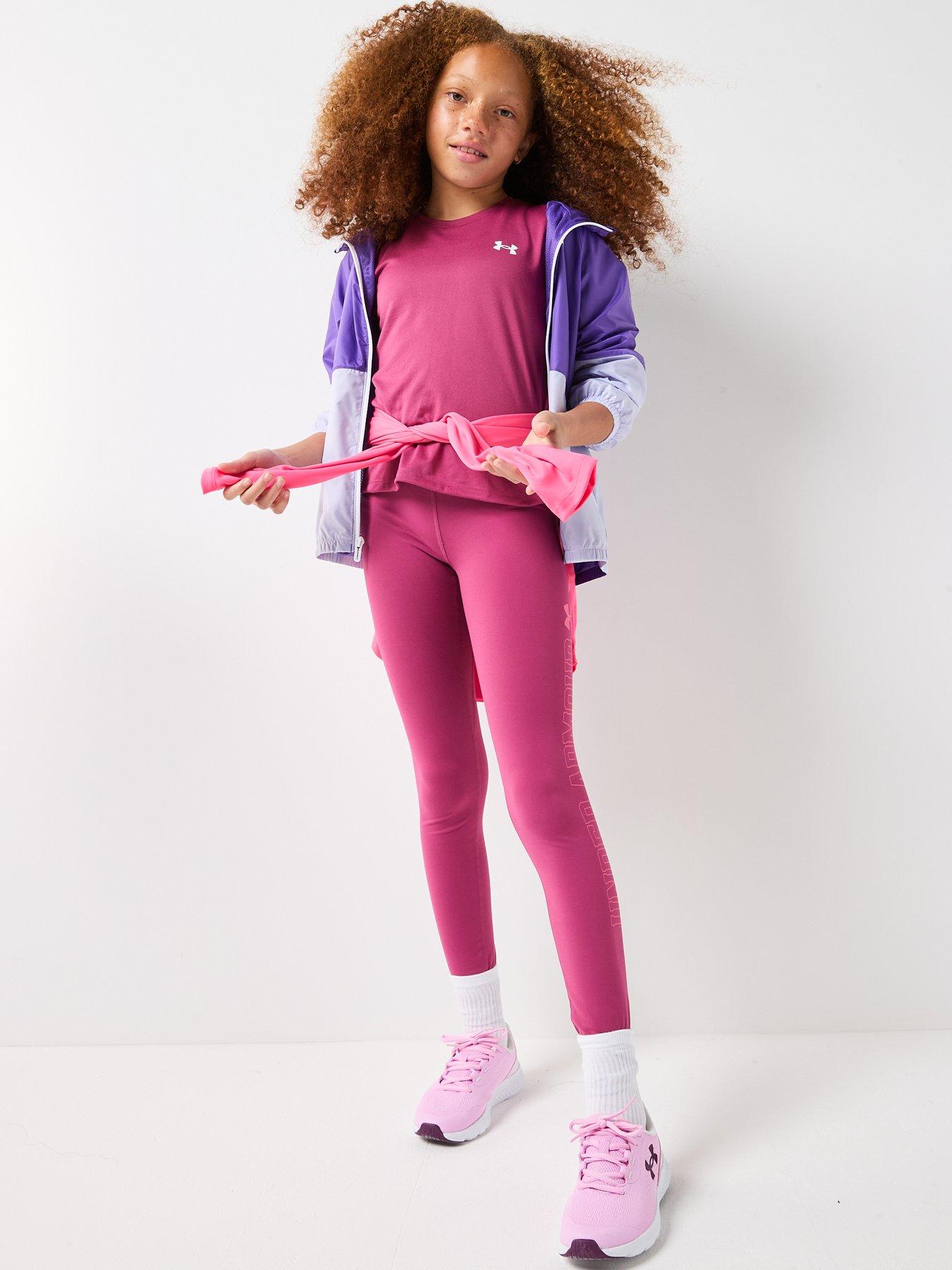 Image 3 of 6 of UNDER ARMOUR Junior Girls Training Motion Branded Tights - Burgundy