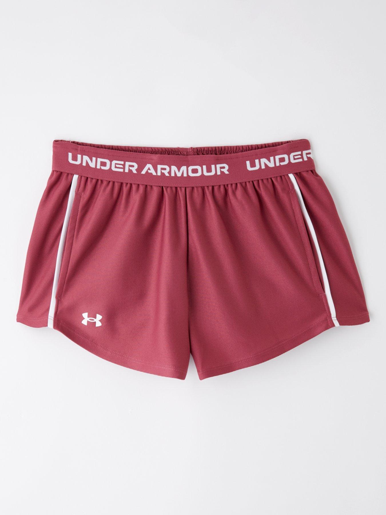 UNDER ARMOUR: Junior Girls Training Tech Play Up Shorts - Burgundy