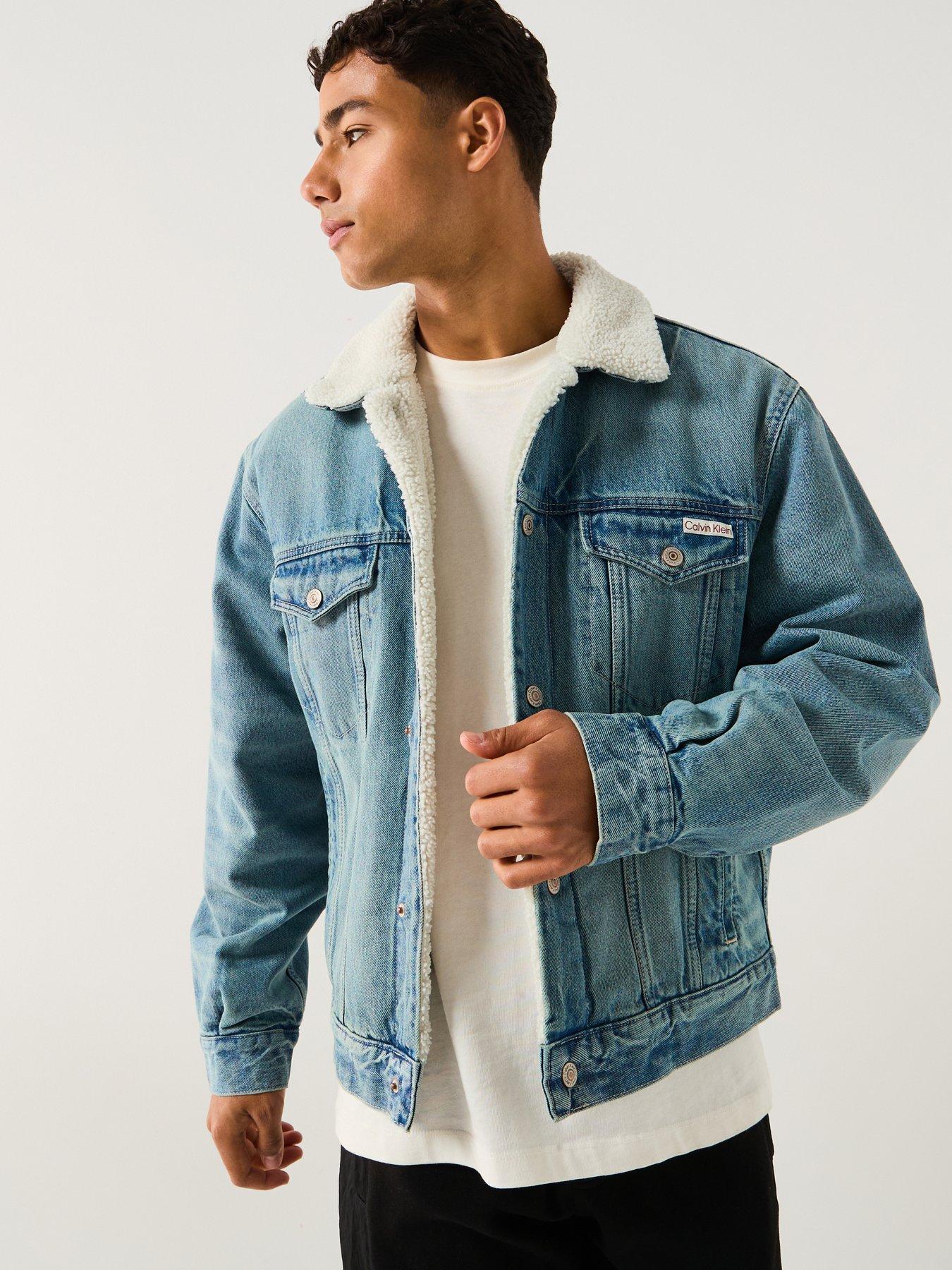 Calvin Klein Jeans 90s Sherpa Trucker Denim Jacket - Blue