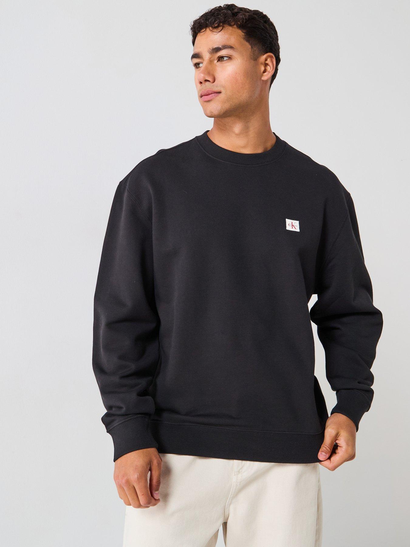 Calvin Klein Jeans Woven Badge Crew Neck Sweatshirt - Black