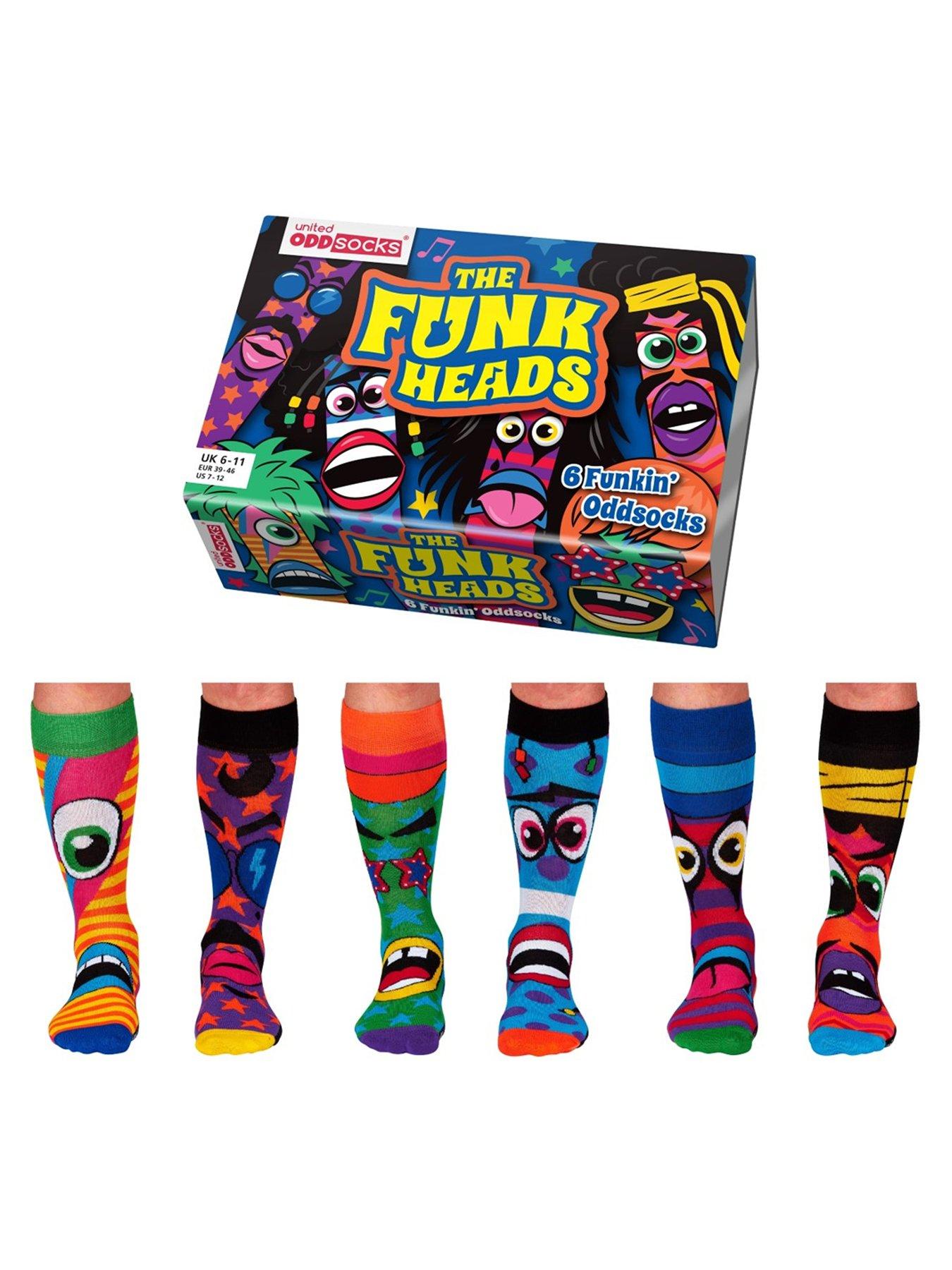 United Oddsocks Funk Heads Novelty Crew Sock Giftbox