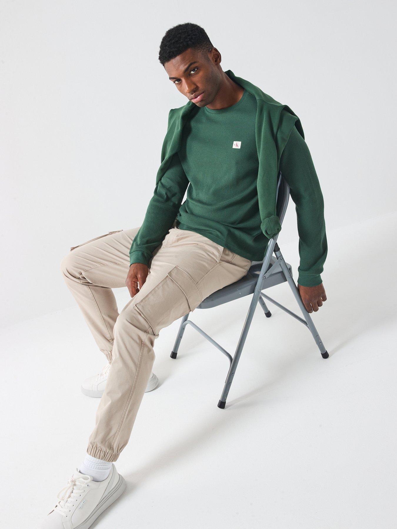 Calvin Klein Jeans Waffle Badge Long Sleeve T-Shirt - Green