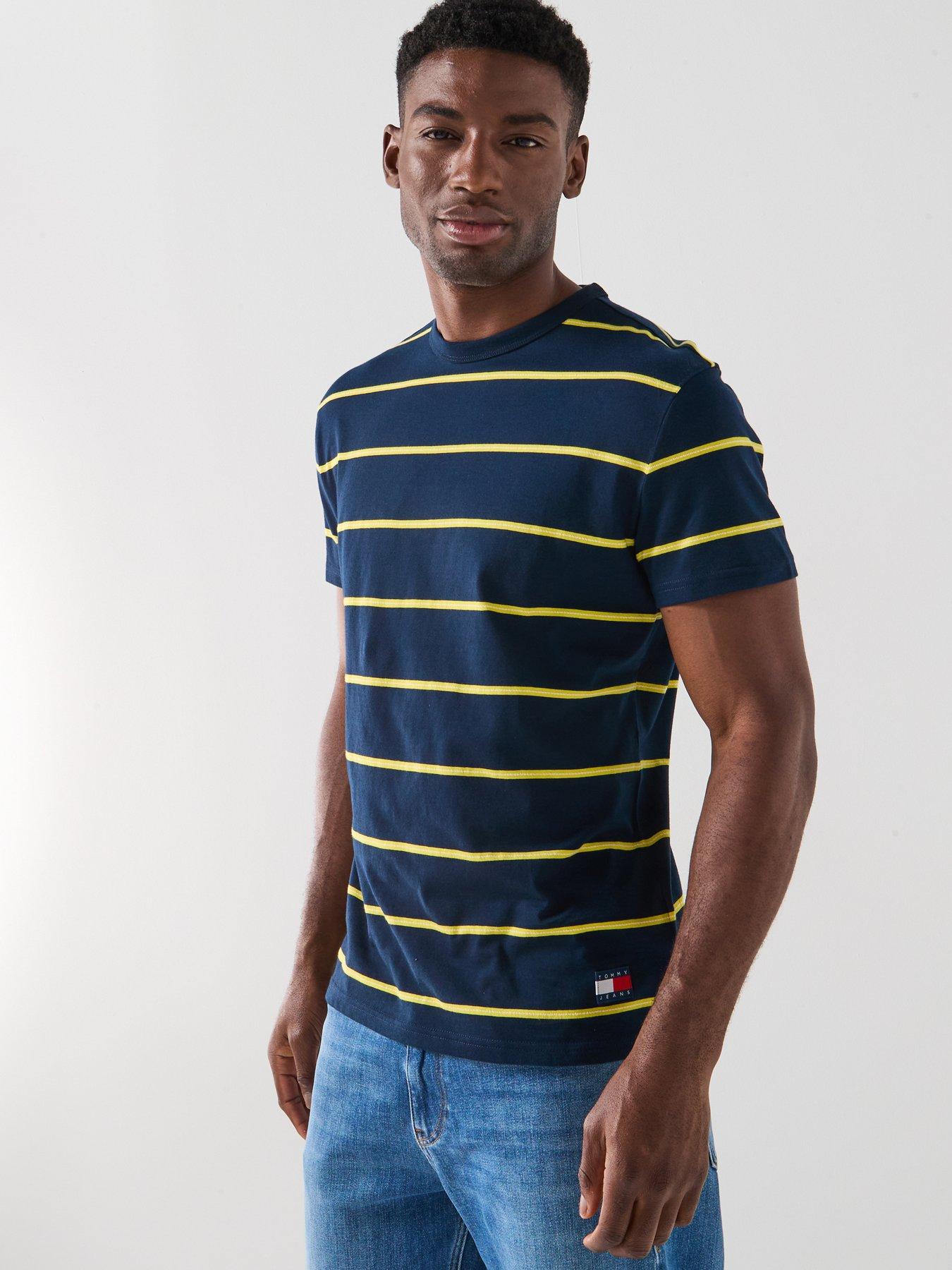 undefined Textured Stripe Badge T-Shirt - Navy