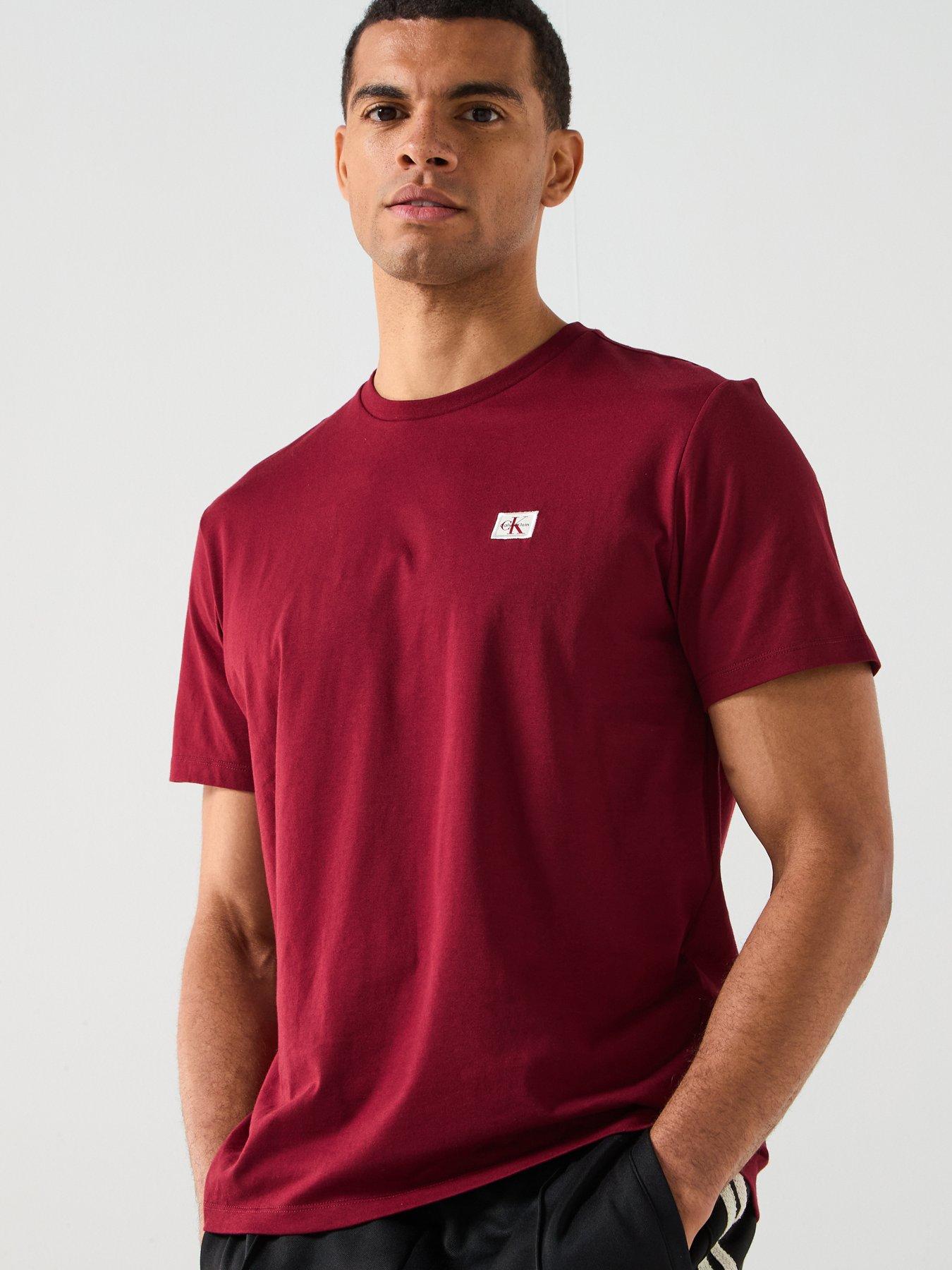 Calvin Klein Jeans Left Chest Woven Badge T-Shirt - Dark Red