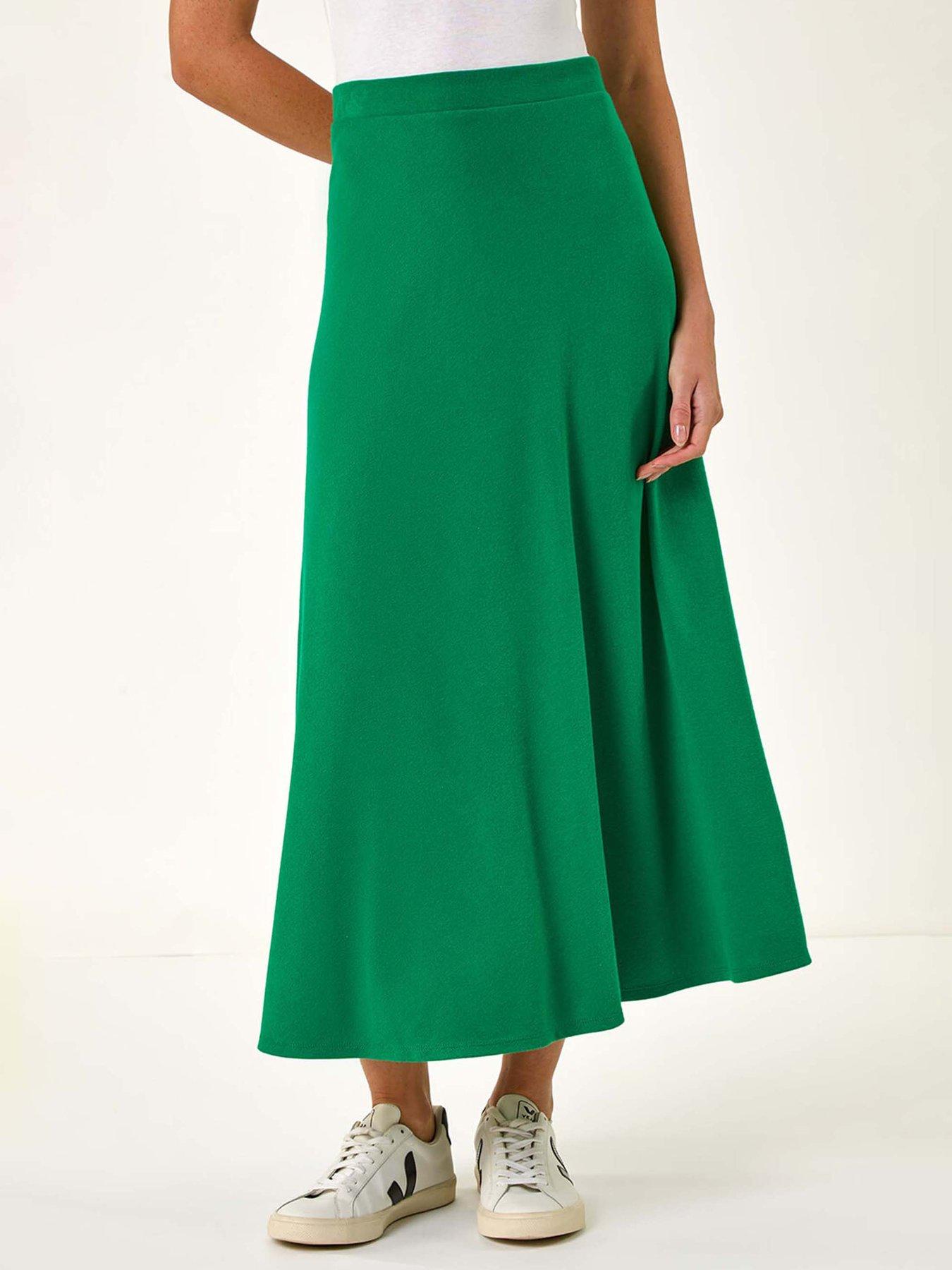 undefined A-line Pull On Stretch Skirt - Green