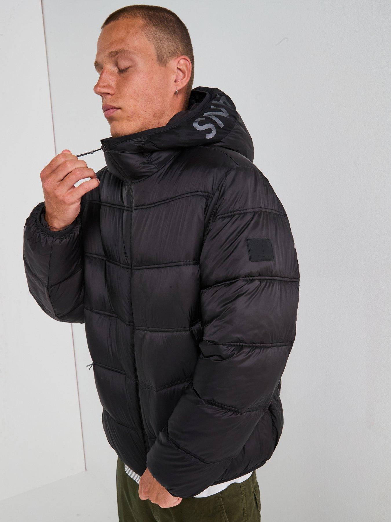 Tommy Jeans Reflective Hooded Logo Quilted Jacket - Black