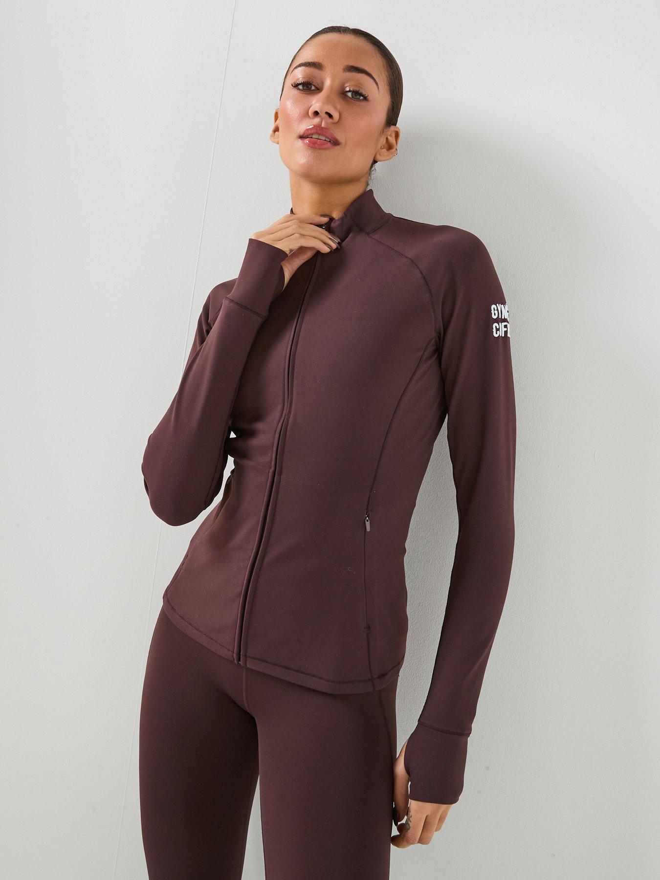 Gym + Coffee Womens Training Relentless Full Zip Jacket - Brown