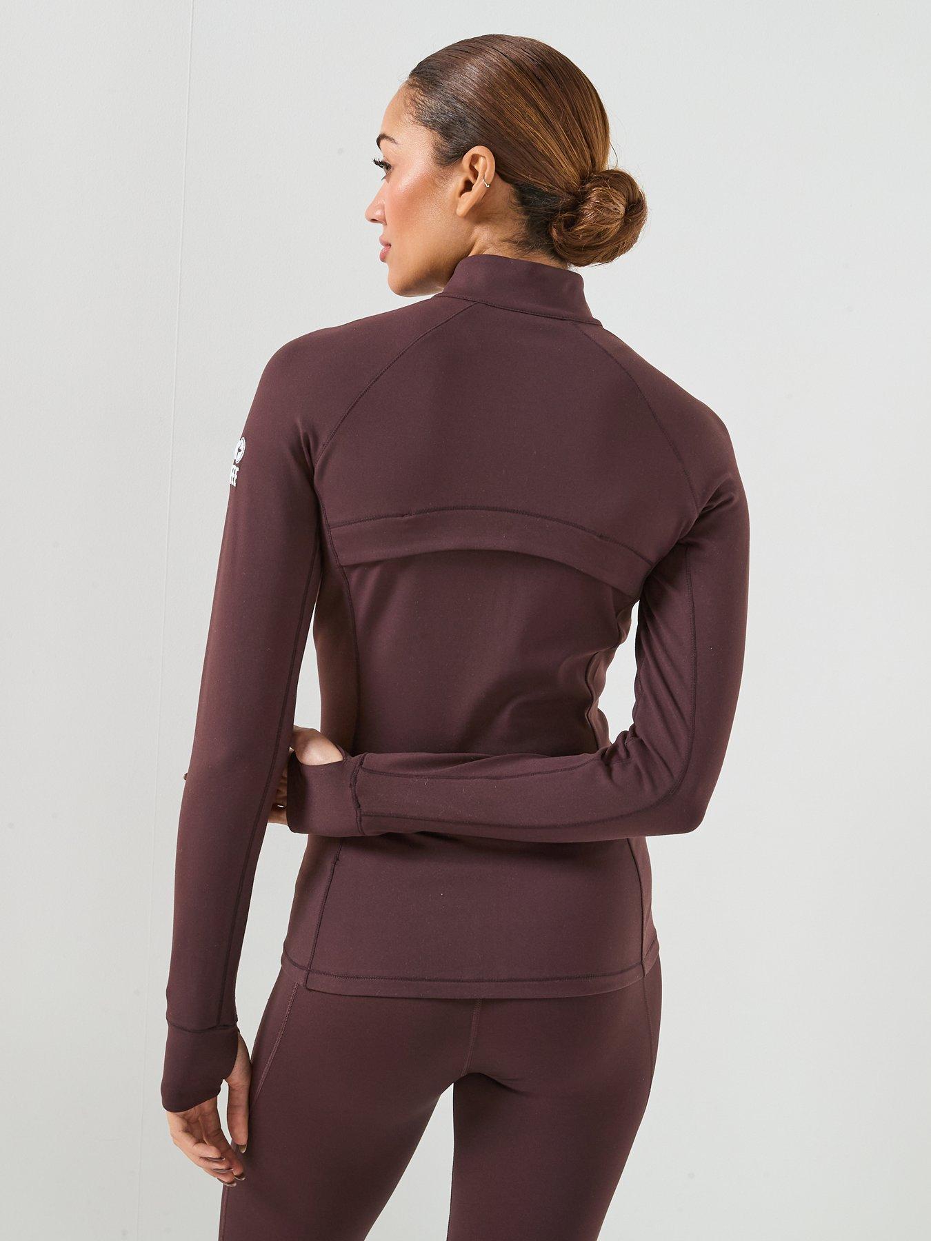 Image 2 of 5 of Gym + Coffee Womens Training Relentless Full Zip Jacket - Brown
