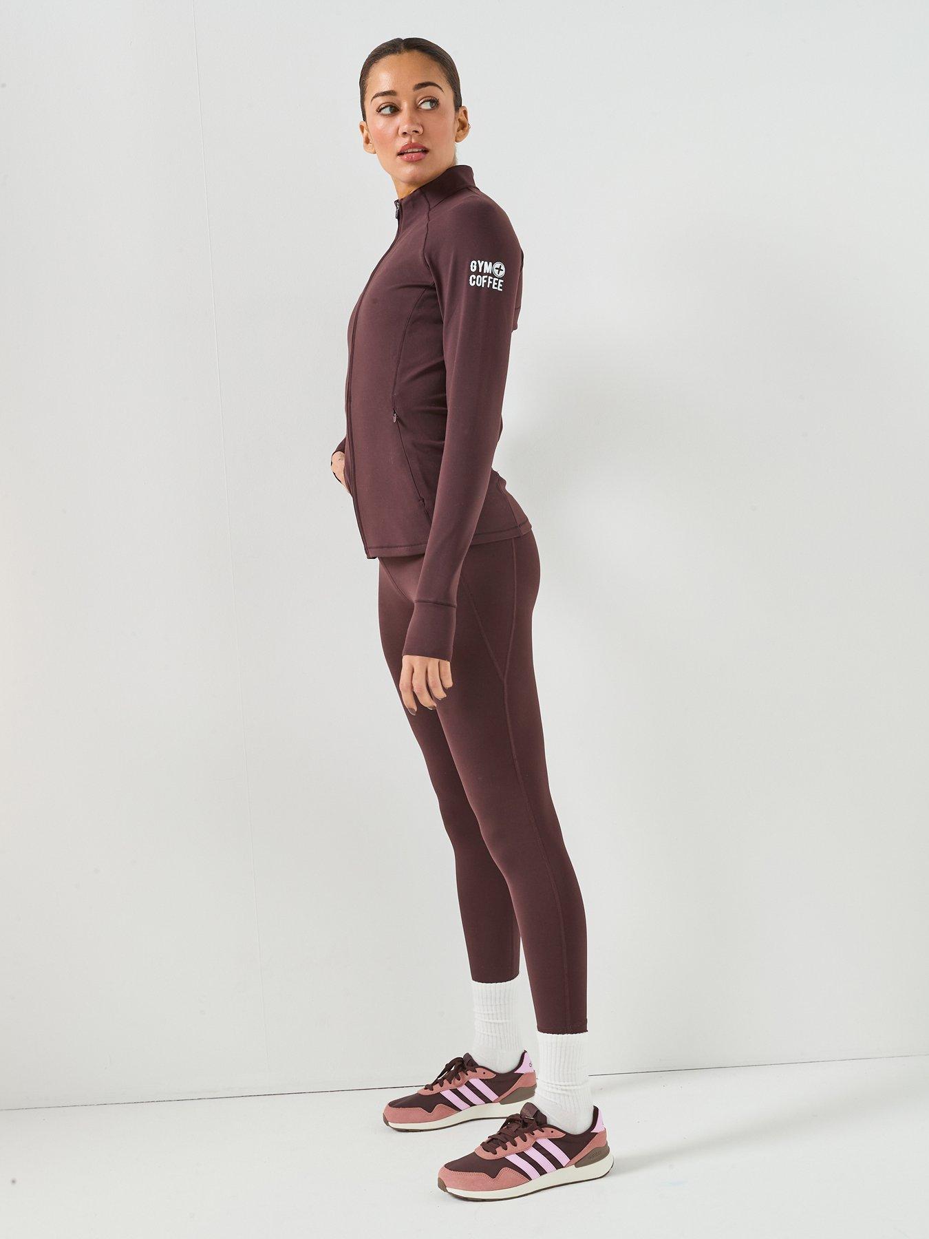 Image 3 of 5 of Gym + Coffee Womens Training Relentless Full Zip Jacket - Brown