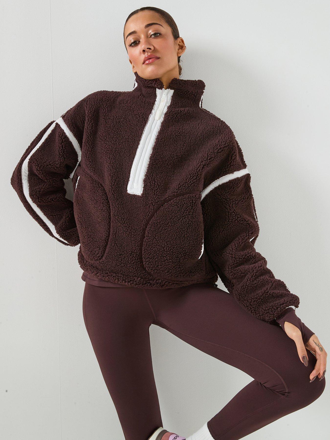 Gym + Coffee Womens Training Industry Half Zip Top - Brown