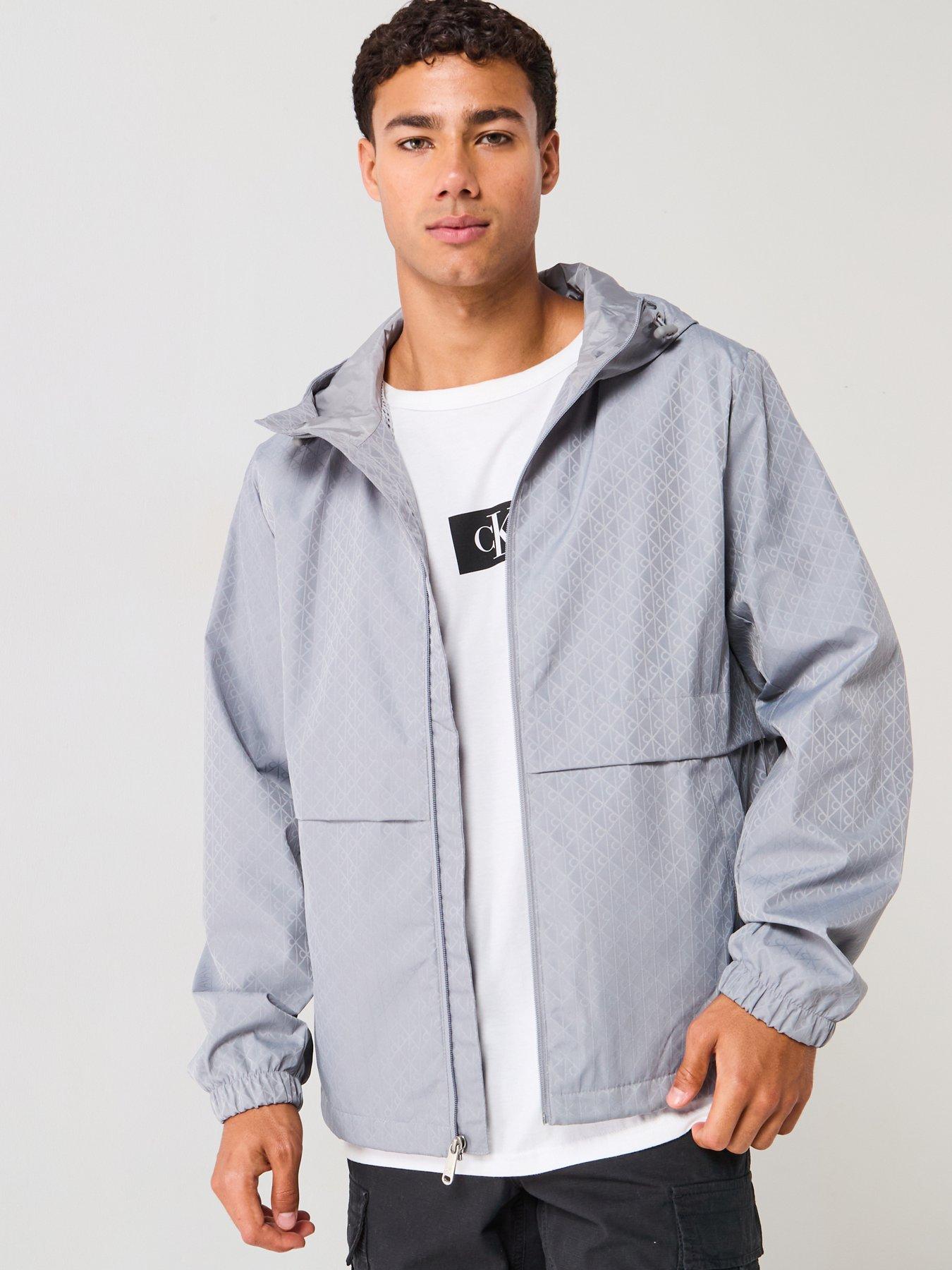 Image 1 of 6 of Calvin Klein Jeans All Over Print Monochrome Windbreaker Jacket - Grey