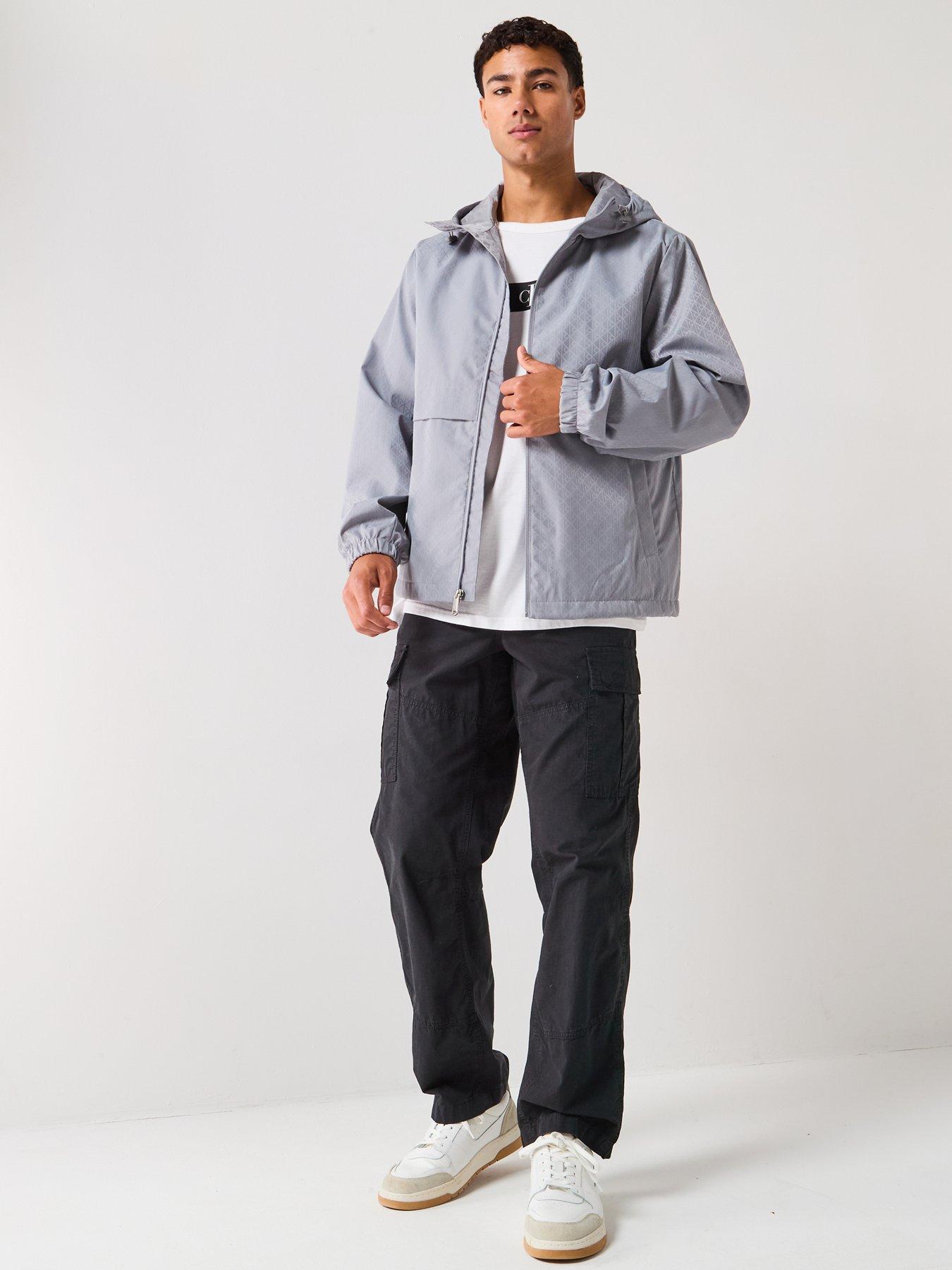 Image 3 of 6 of Calvin Klein Jeans All Over Print Monochrome Windbreaker Jacket - Grey