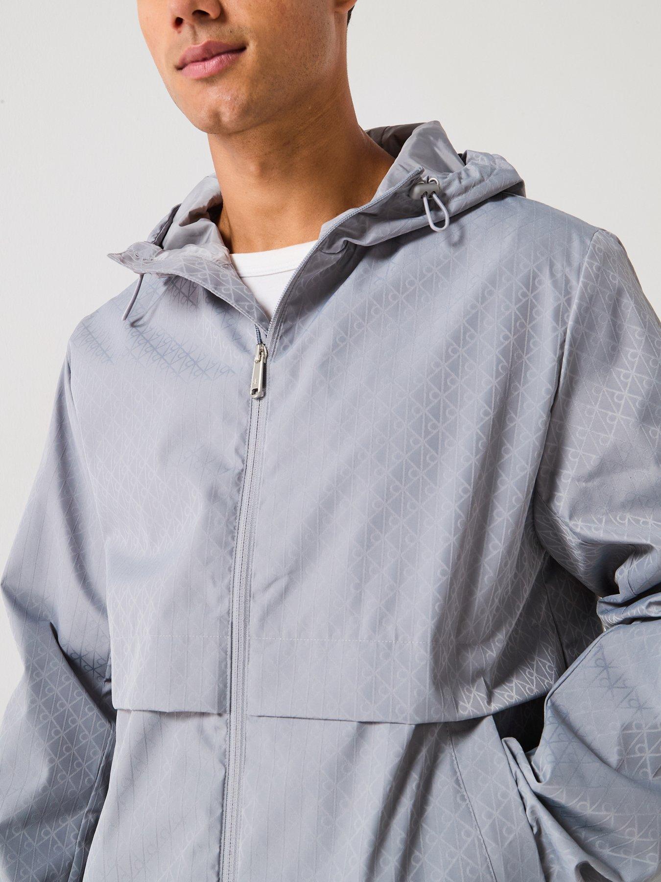 Image 4 of 6 of Calvin Klein Jeans All Over Print Monochrome Windbreaker Jacket - Grey