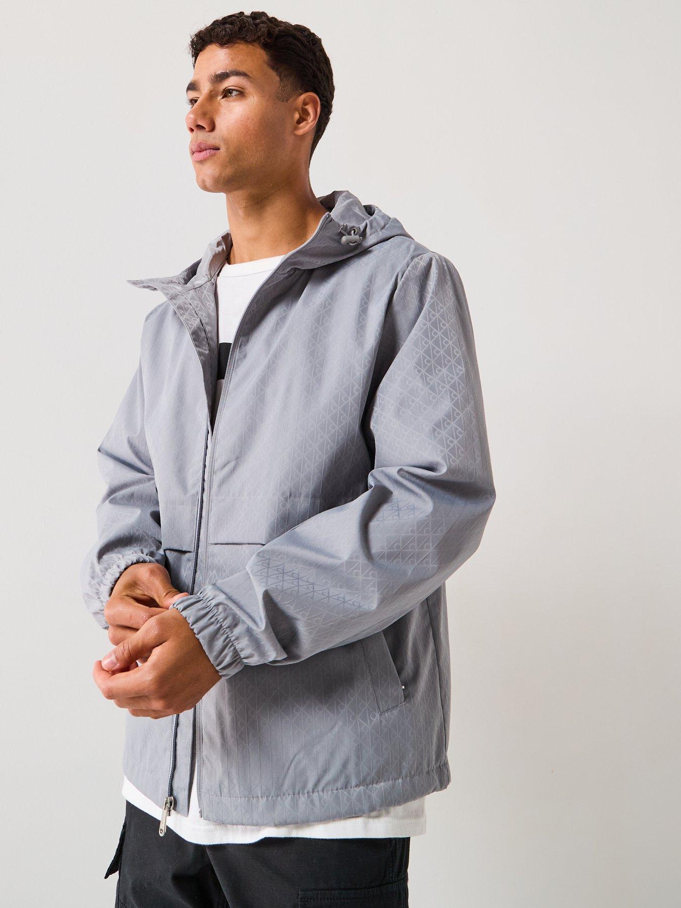 Image 6 of 6 of Calvin Klein Jeans All Over Print Monochrome Windbreaker Jacket - Grey