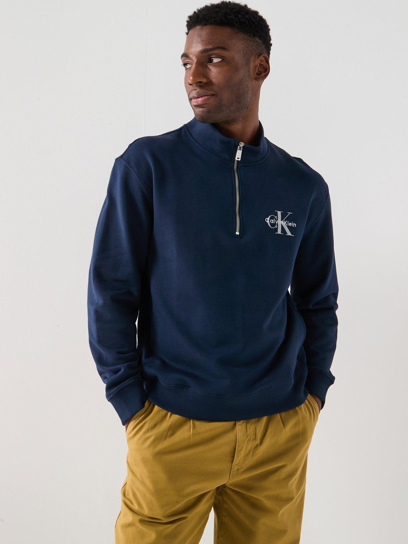 Calvin Klein Jeans Monogram Logo 1/4 Zip Sweatshirt - Navy
